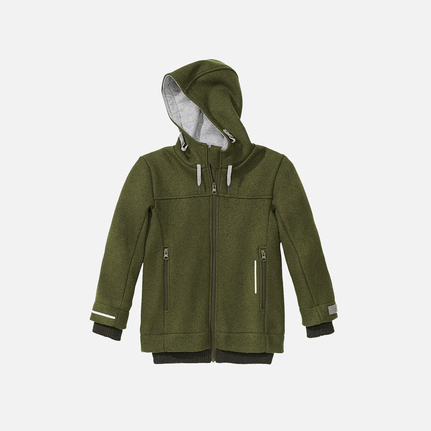 Kids Boiled Merino Wool Outdoor Jacket - Olive - Image 3