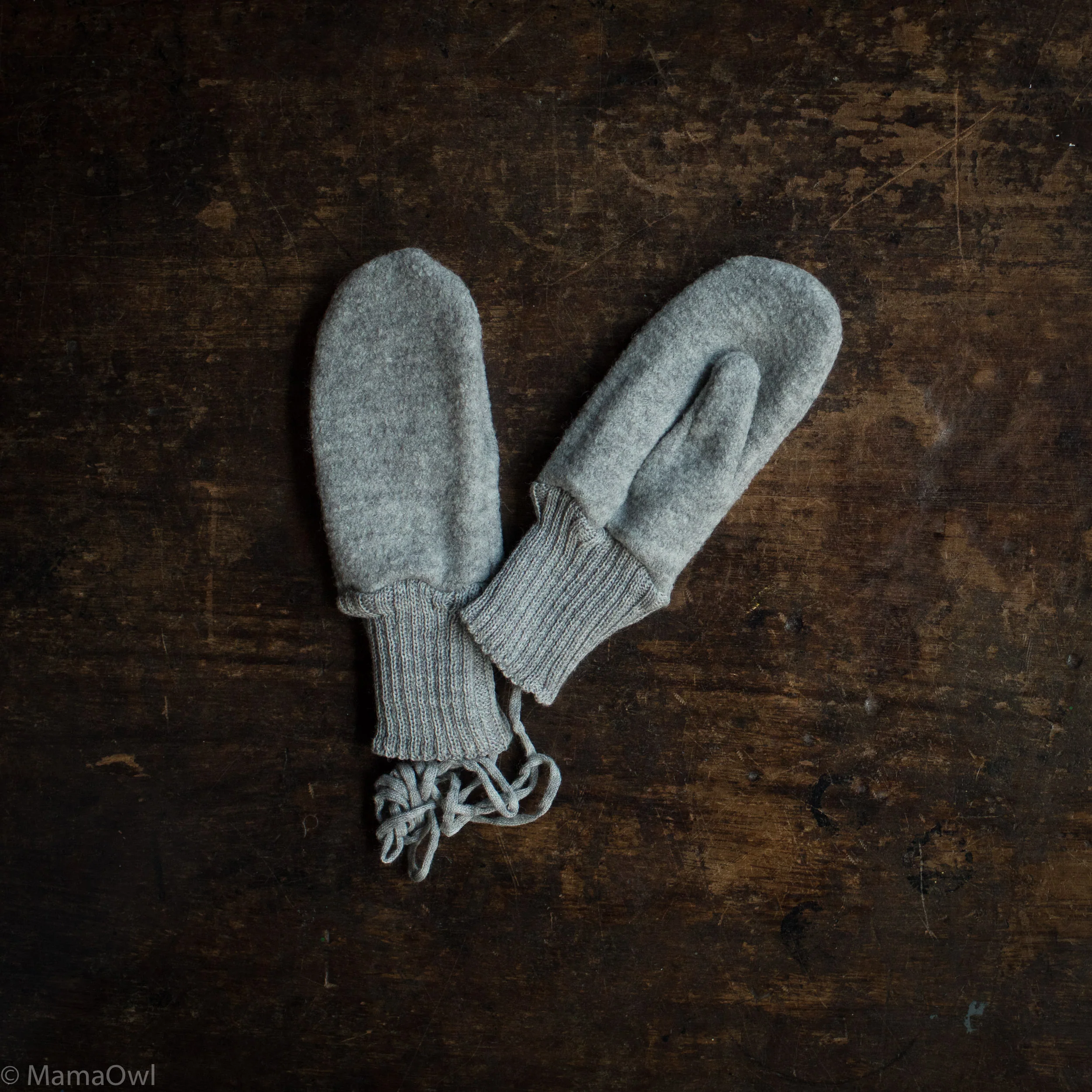 Baby & Kids Boiled Merino Wool Mittens - Grey