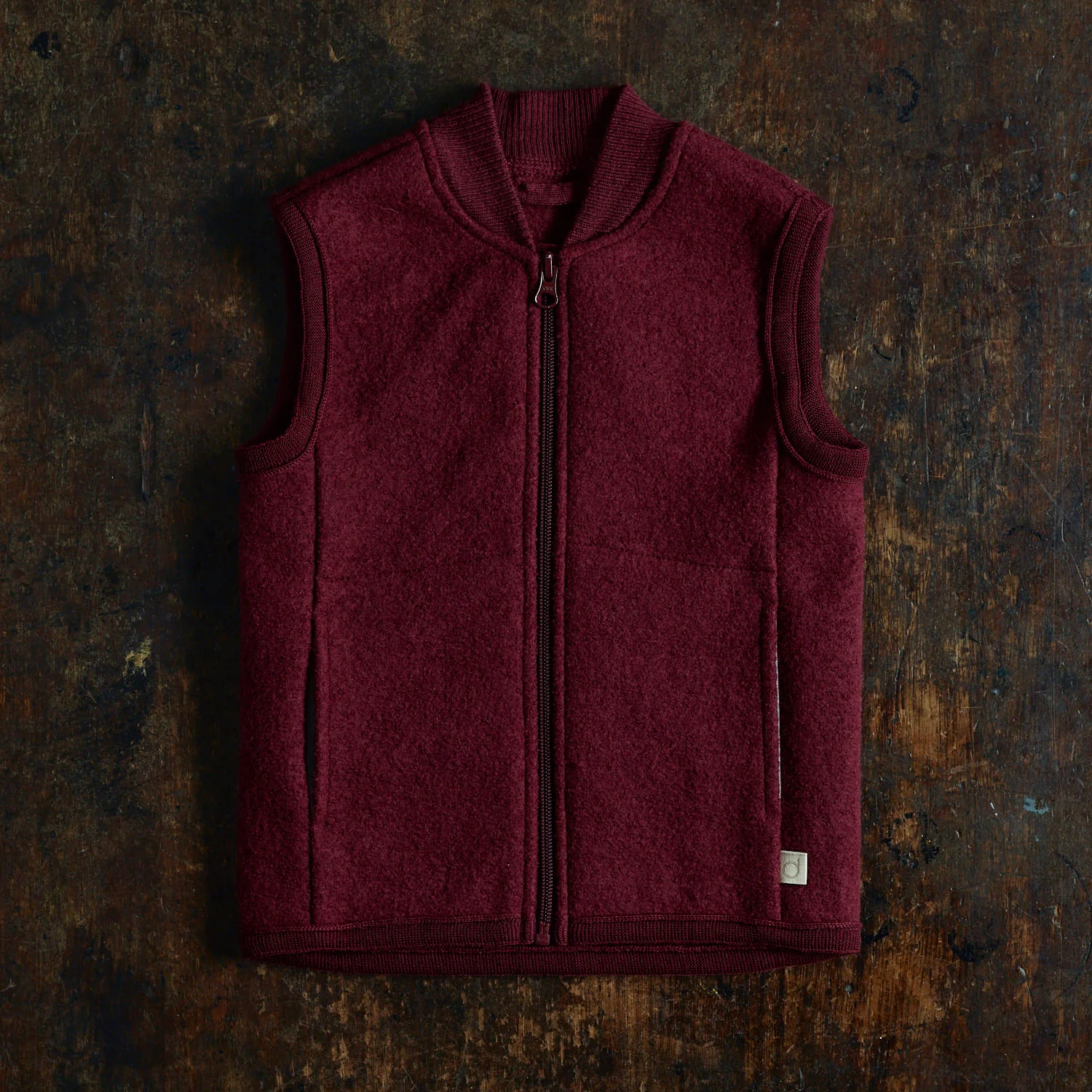 Baby & Kids Boiled Merino Wool Zip Vest - Cassis