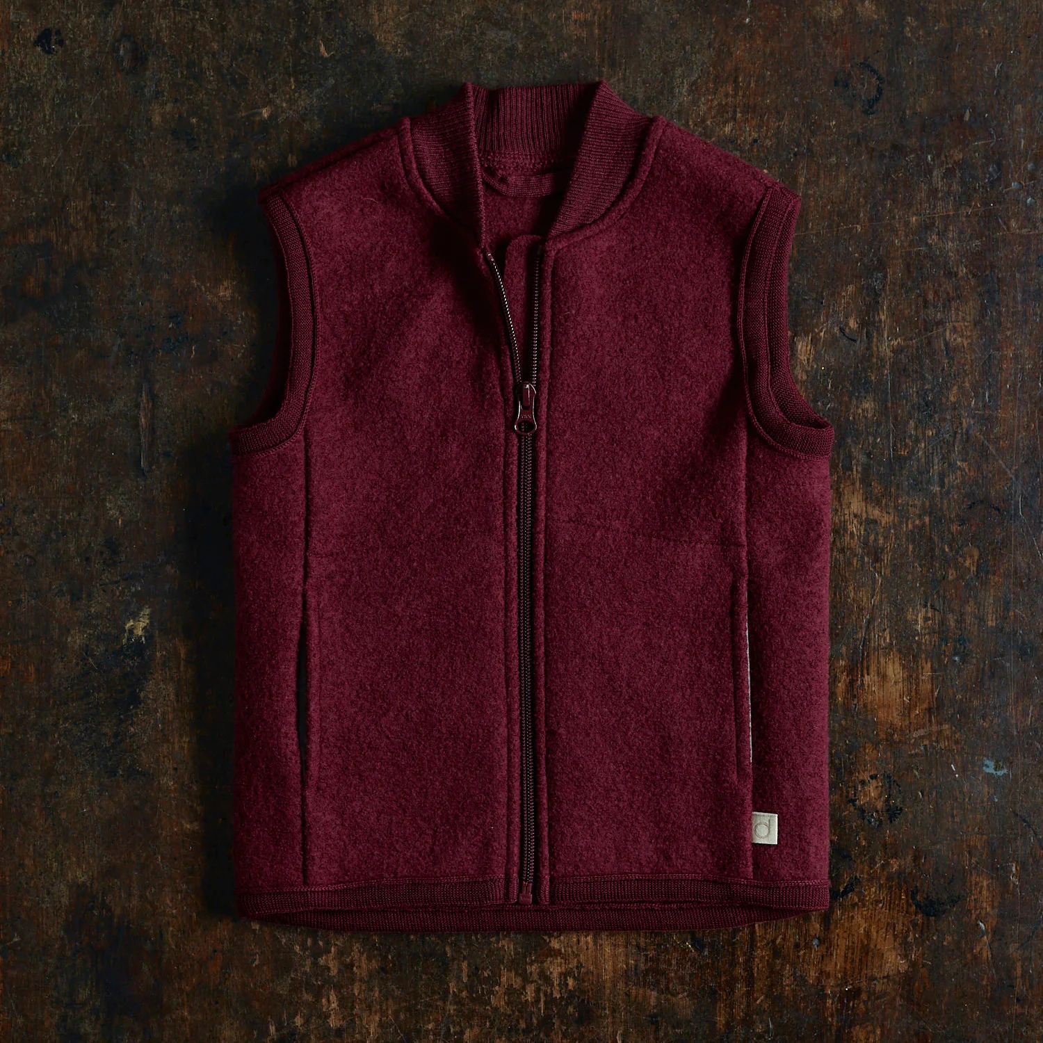 Baby & Kids Boiled Merino Wool Zip Vest - Cassis - Image 2