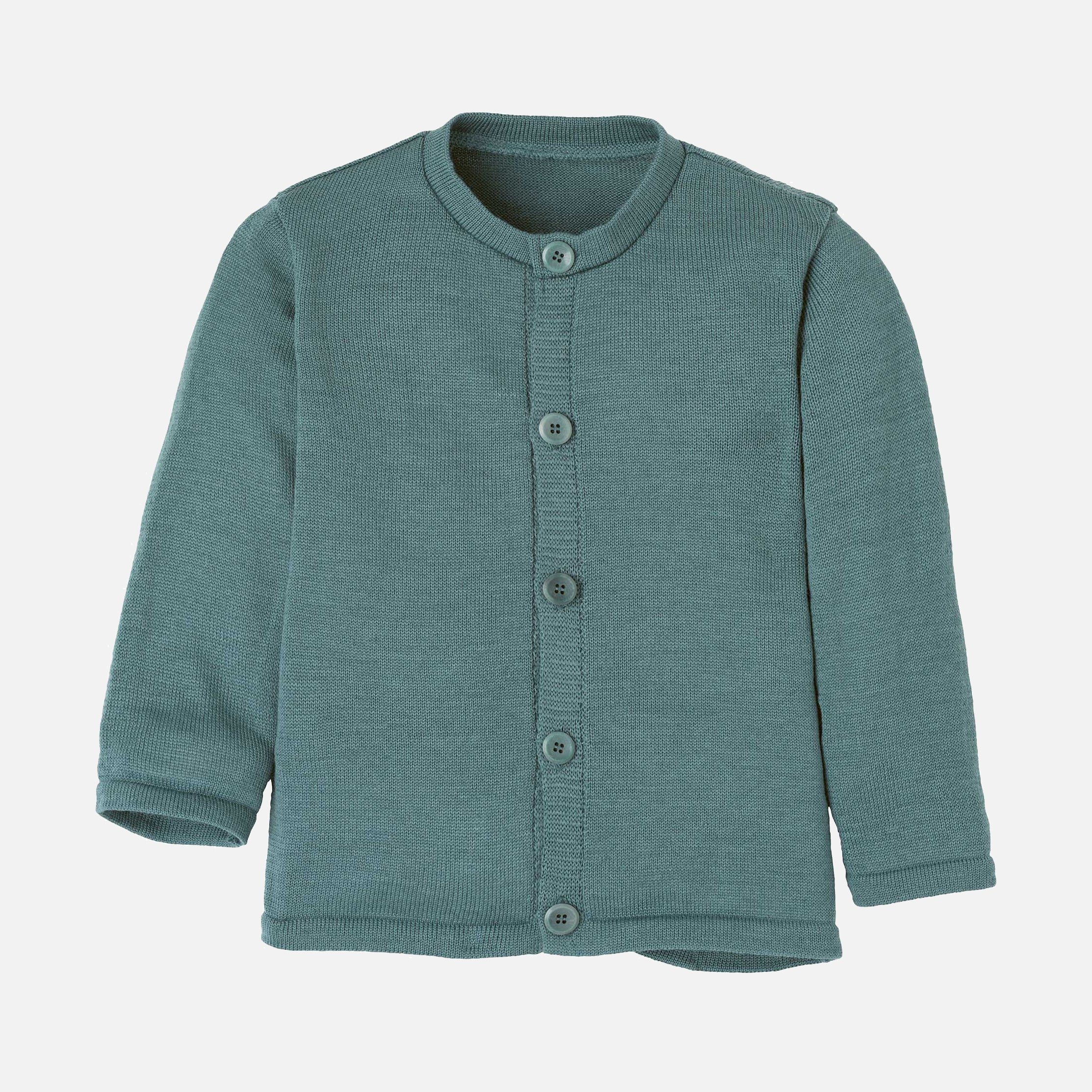 Kids Merino Wool Cardigan - Eucalyptus