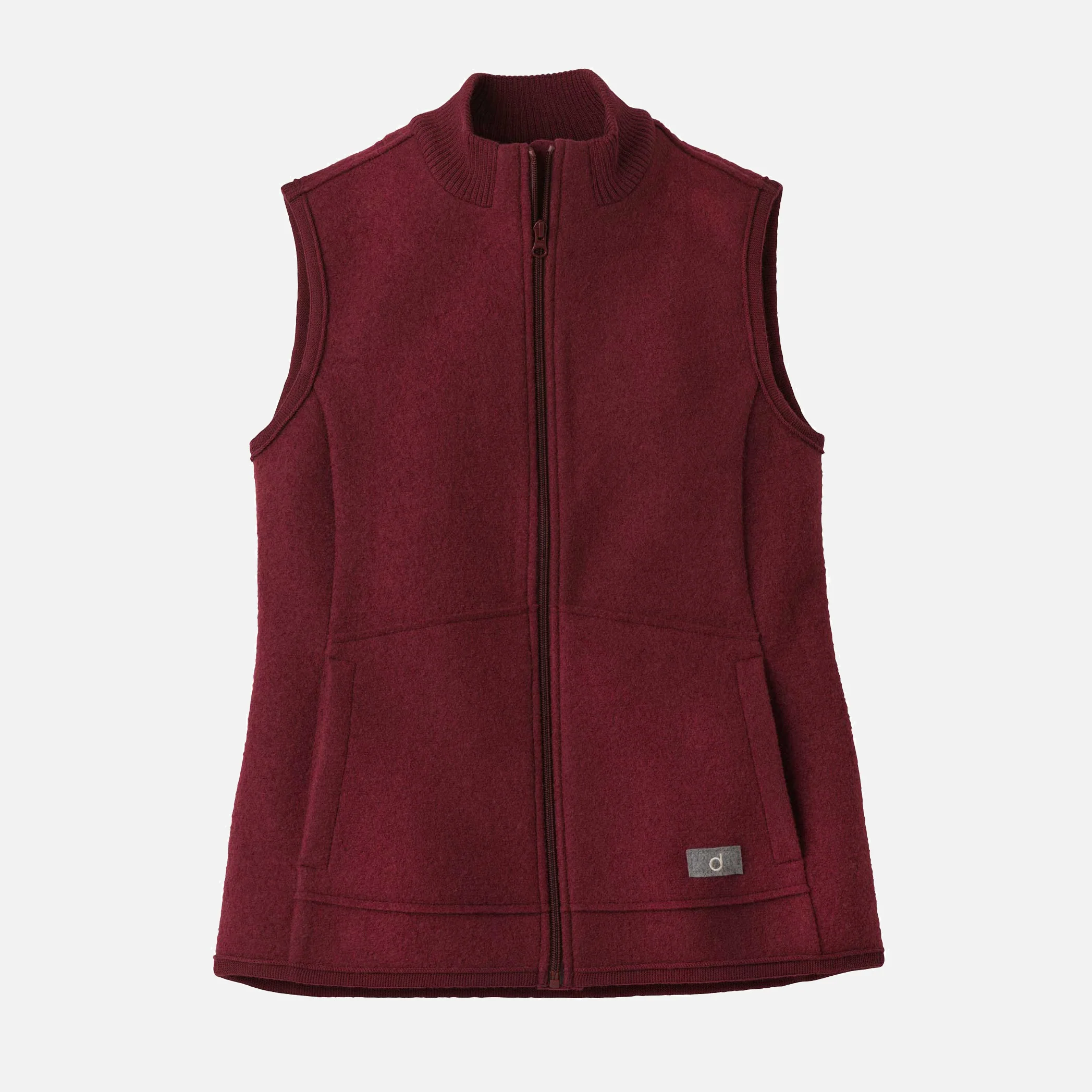 Women's Boiled Merino Wool Zip vest - Cassis - Image 2