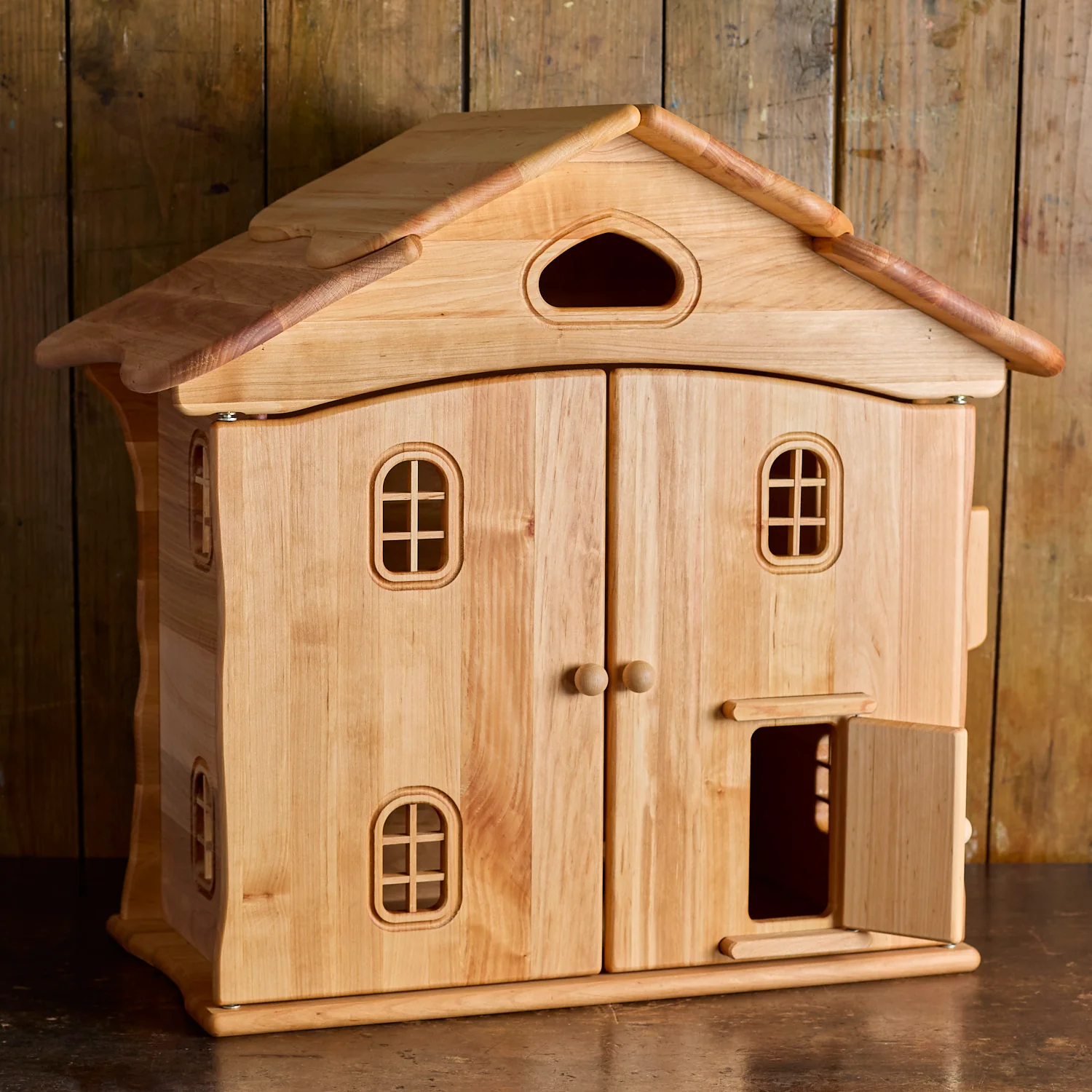 Wooden Dolls House with Doors - Natural - Image 2