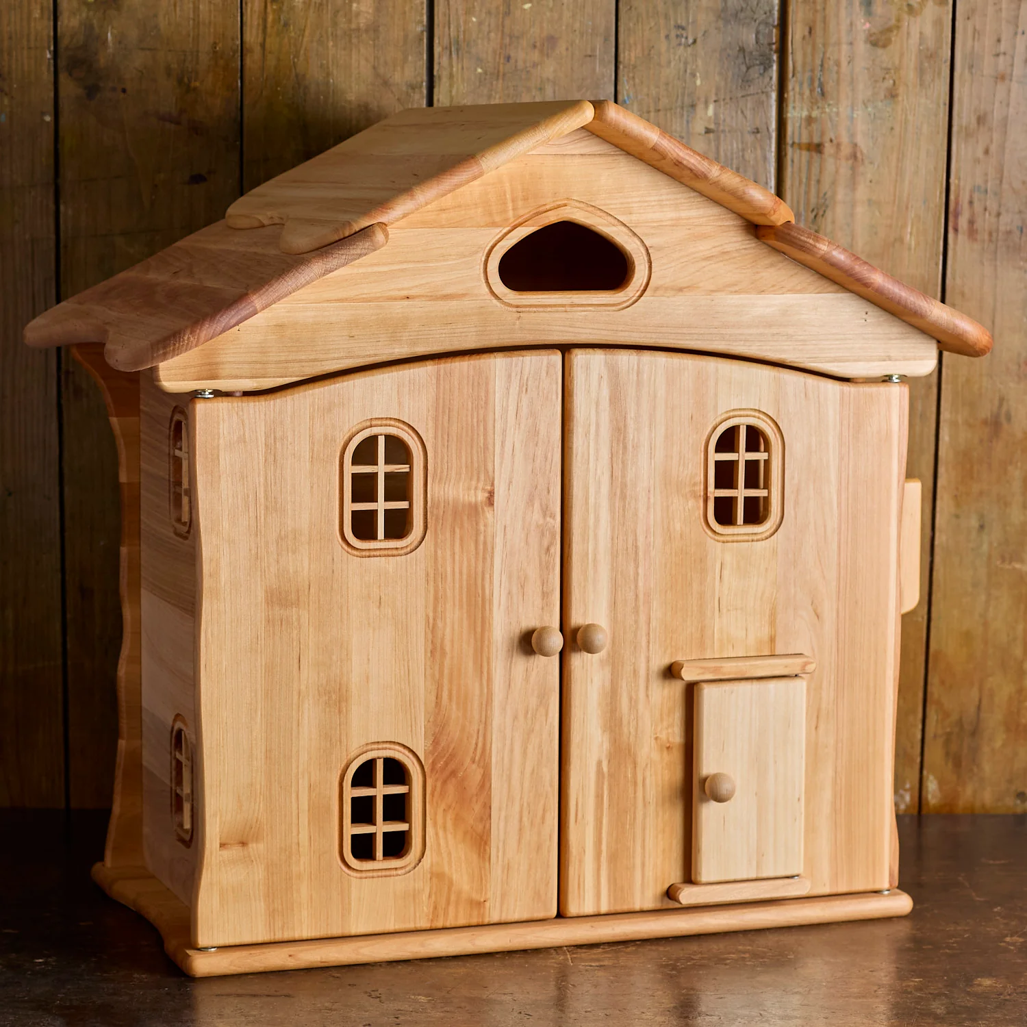 Wooden Dolls House with Doors - Natural - Image 3