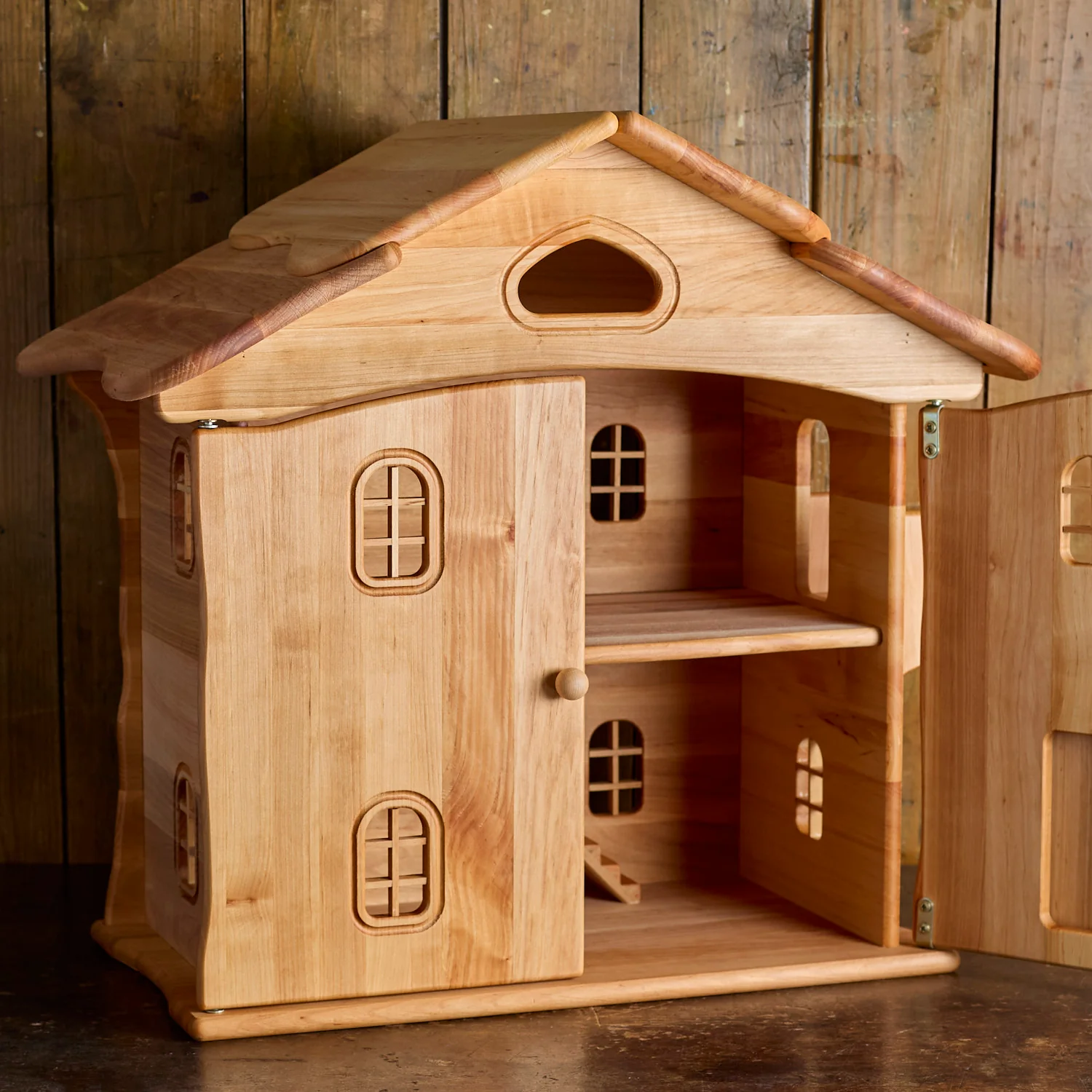 Wooden Dolls House with Doors - Natural - Image 4