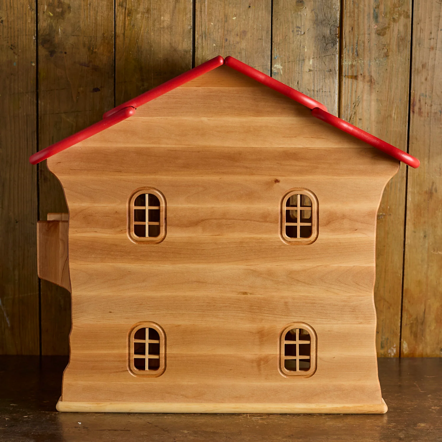 Wooden Dolls House with Doors - Red - Image 5