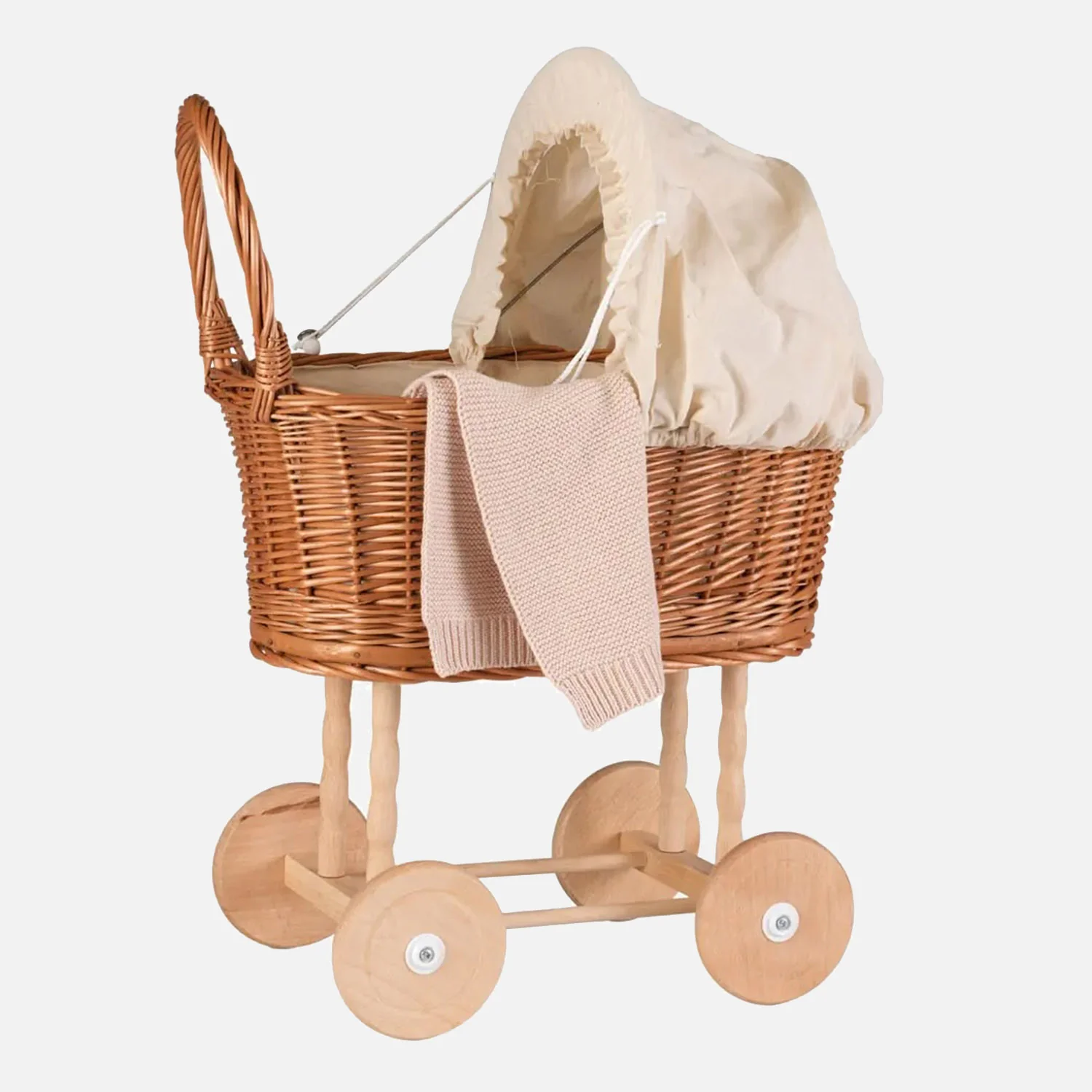 Wicker Doll/Teddy Pram - Eggshell - Image 3