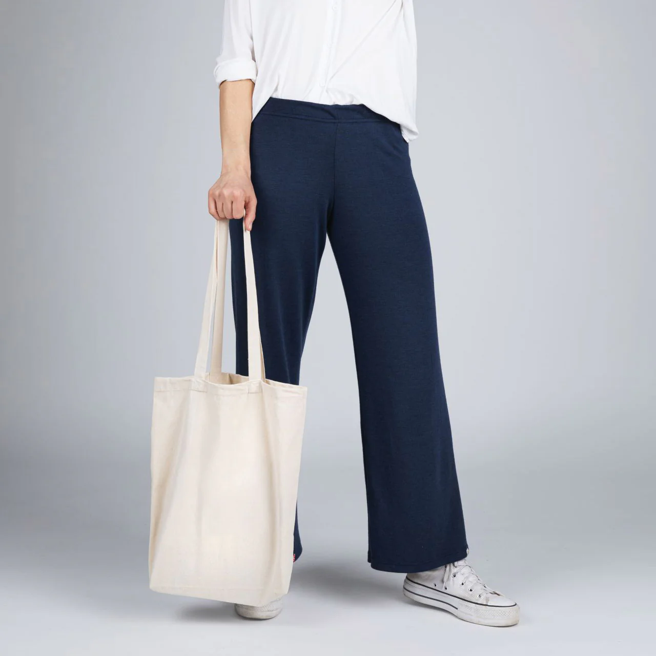 Women's Merino Wool & Silk Interlock Lounge Pants - Marine - Image 3
