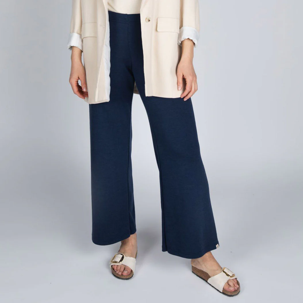 Women's Merino Wool & Silk Interlock Lounge Pants - Marine - Image 5