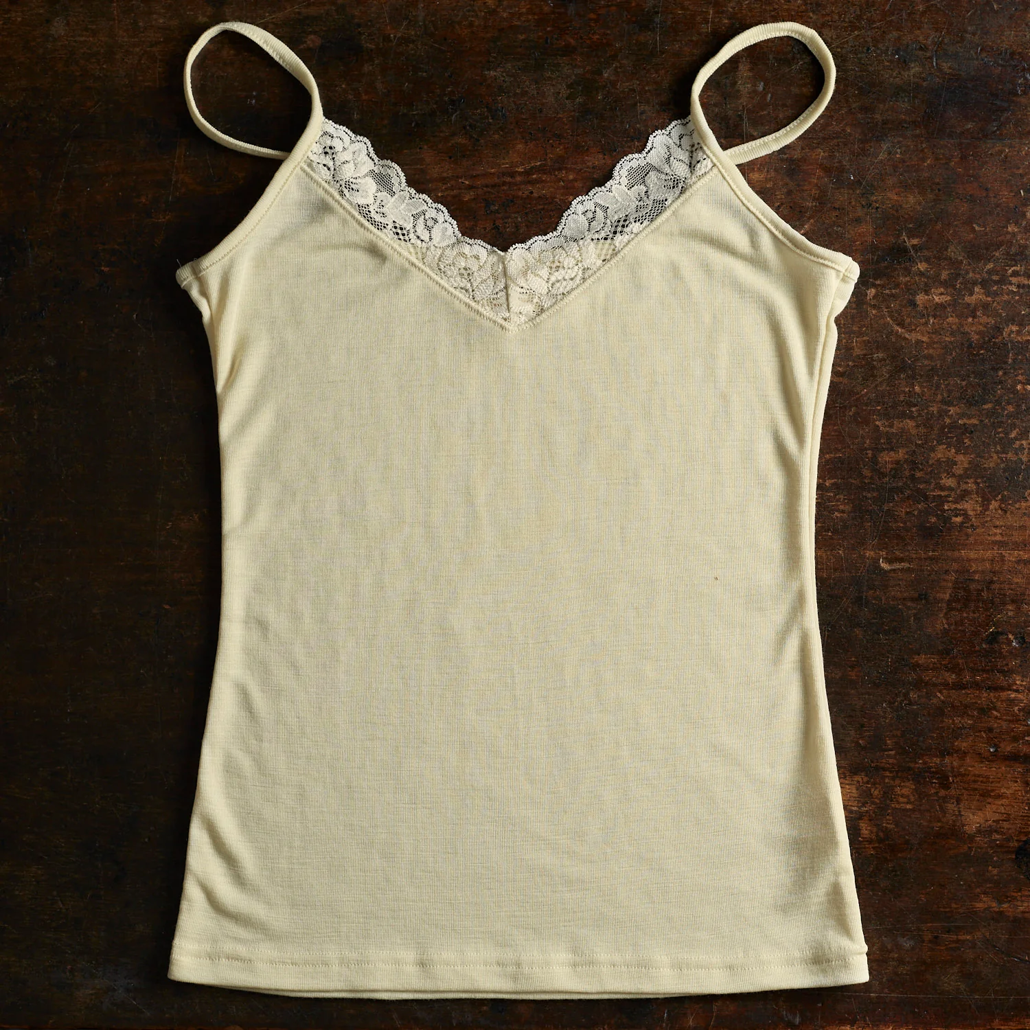 Women's Merino Wool & Silk Strappy Lace Top - Natural - Image 2