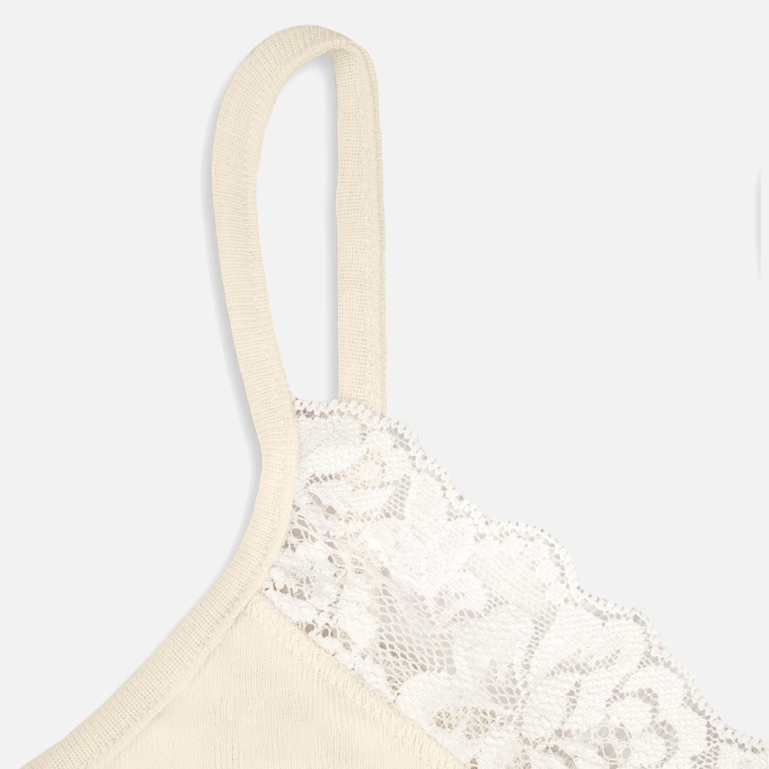 Women's Merino Wool & Silk Strappy Lace Top - Natural - Image 4
