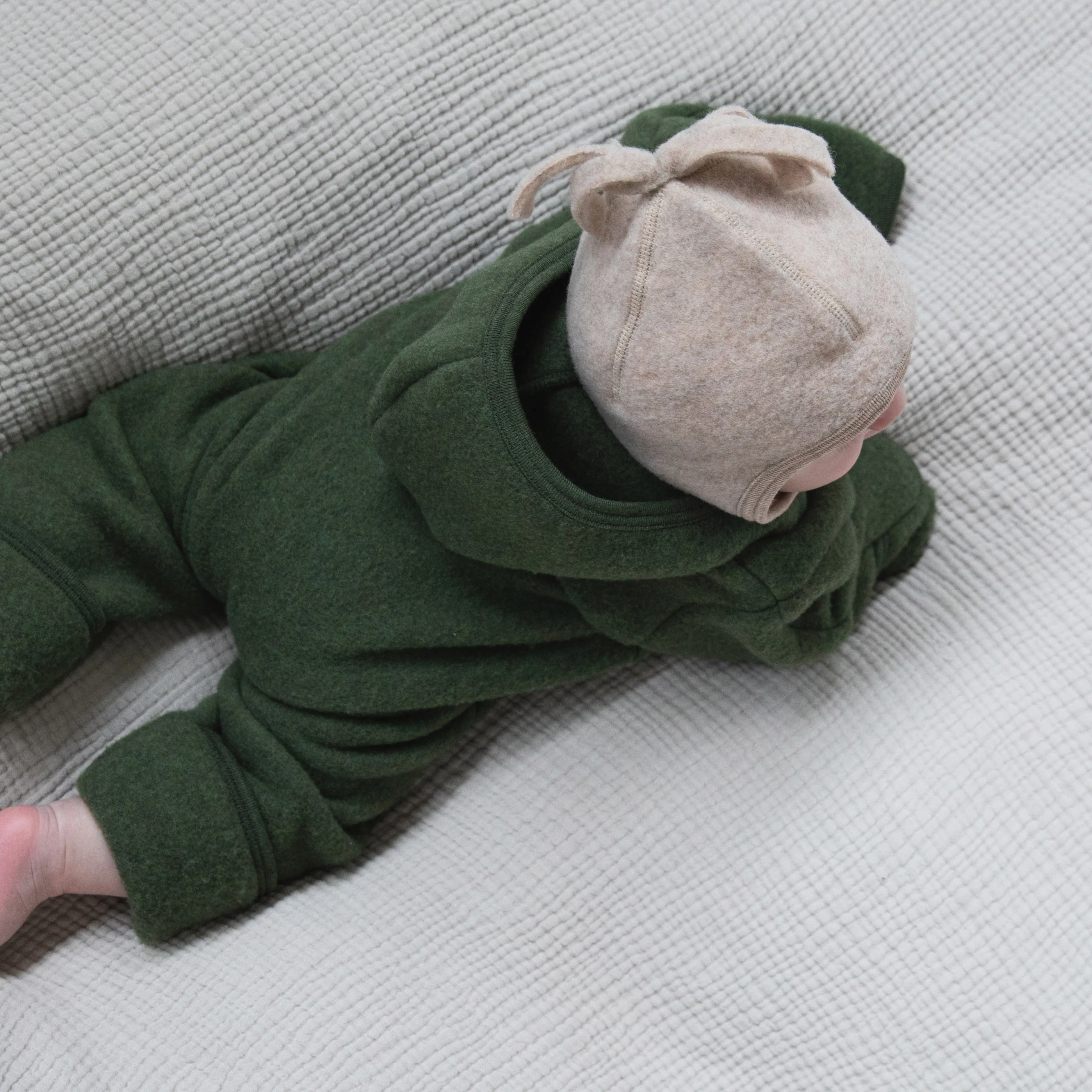 Baby Merino Wool Fleece Zip Suit - Reed Melange - Image 2