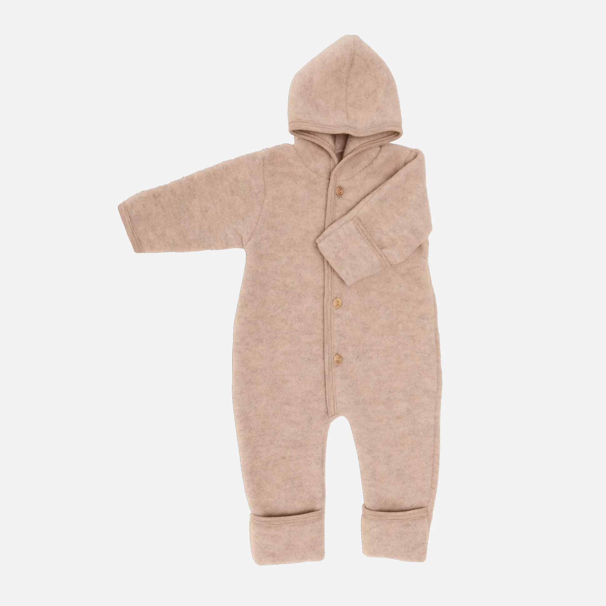 Baby Merino Wool Fleece Suit - Sand - Image 3