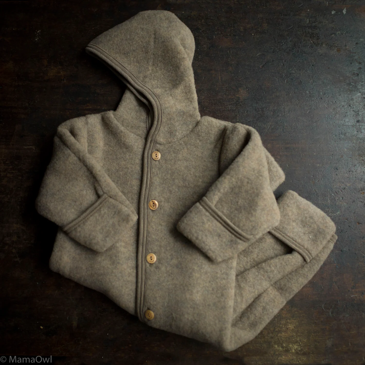 Baby Merino Wool Fleece Suit - Walnut Melange