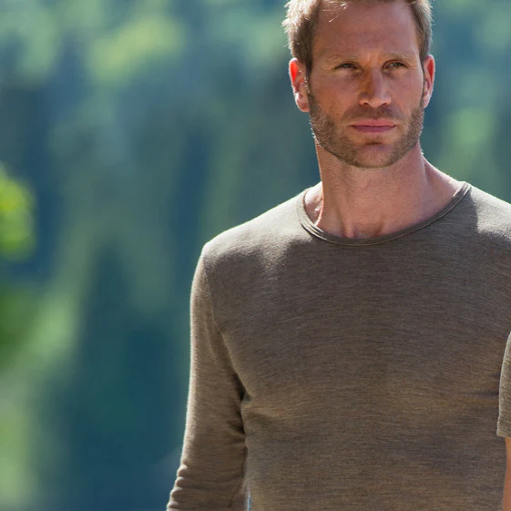 Men's Merino Wool & Silk LS Top - Walnut