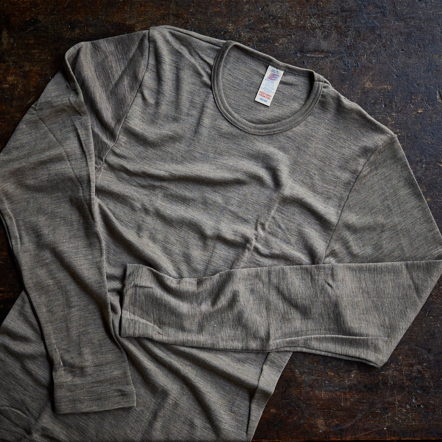 Men's Merino Wool & Silk LS Top - Walnut - Image 3