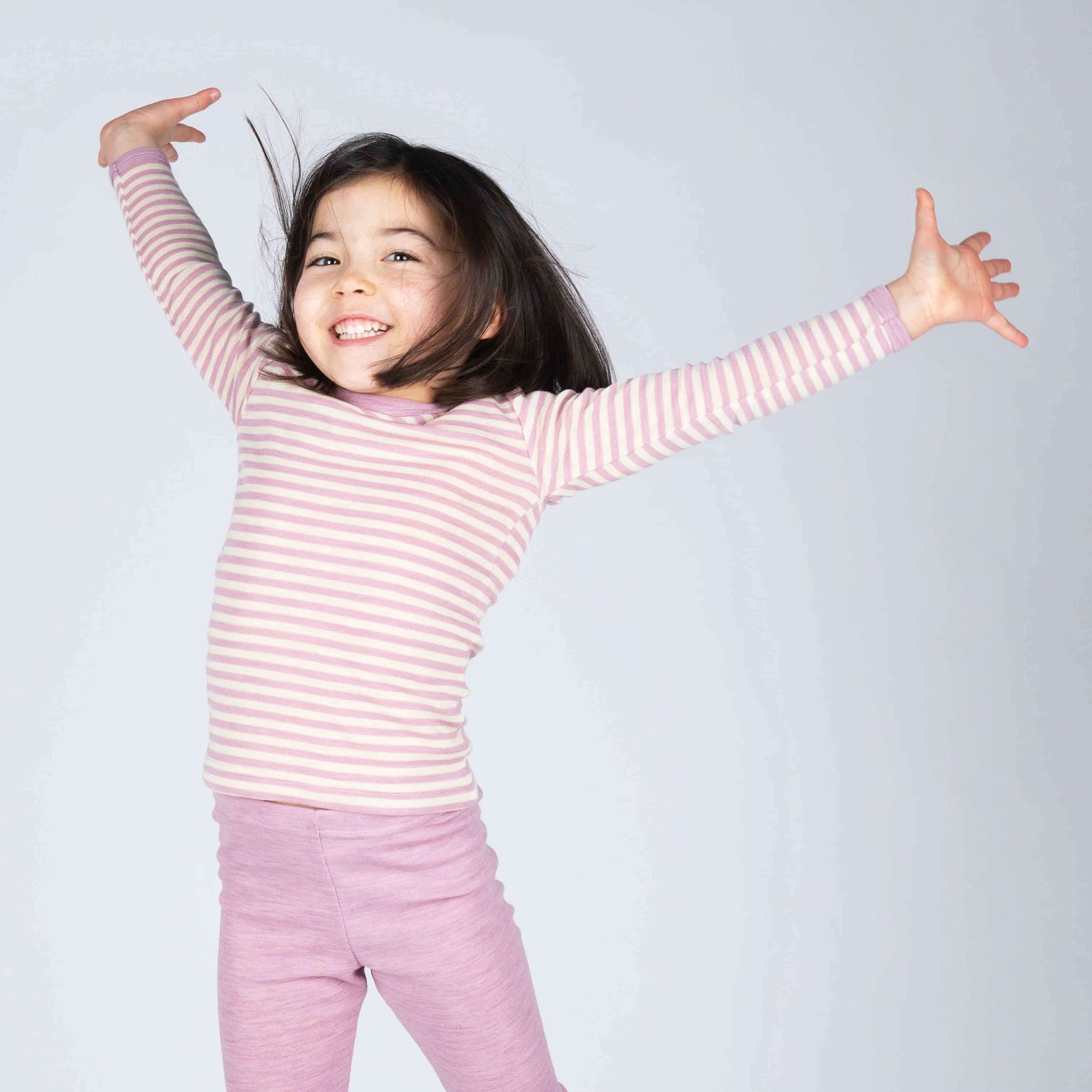 Baby & Kids Merino Wool Leggings - Lilac Rose Melange - Image 2