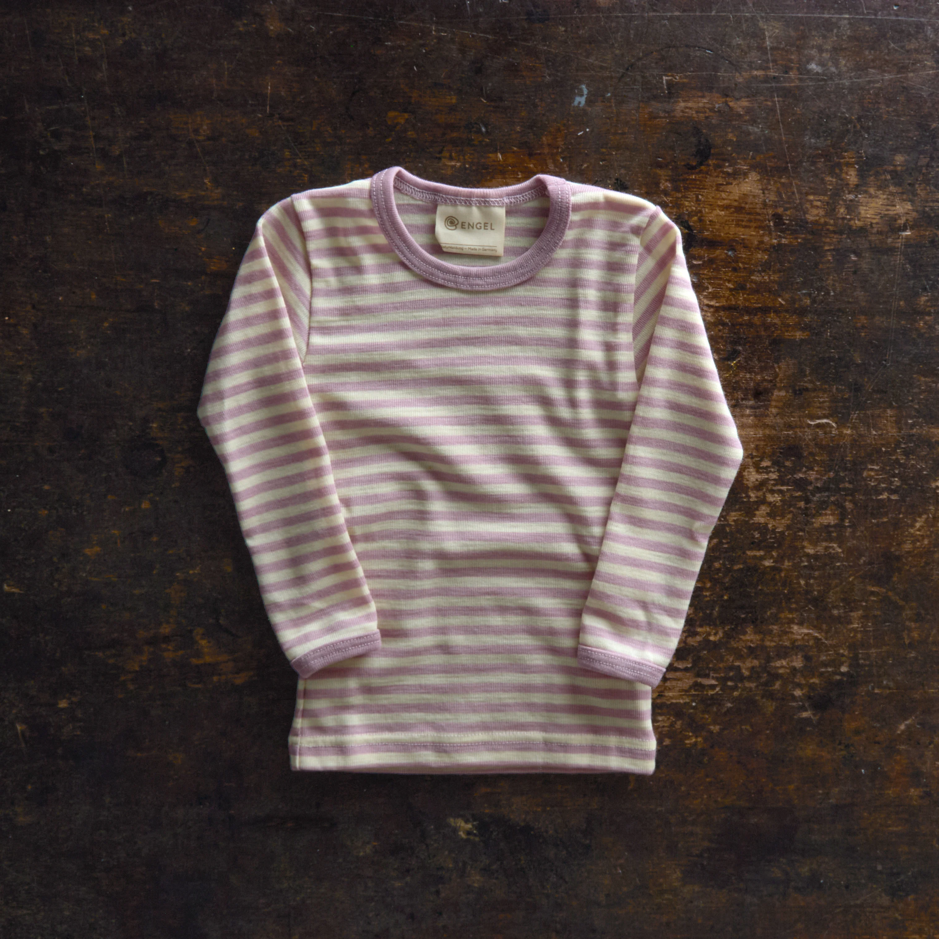 Baby & Kids Merino Wool LS Top - Lilac Rose Melange/Natural