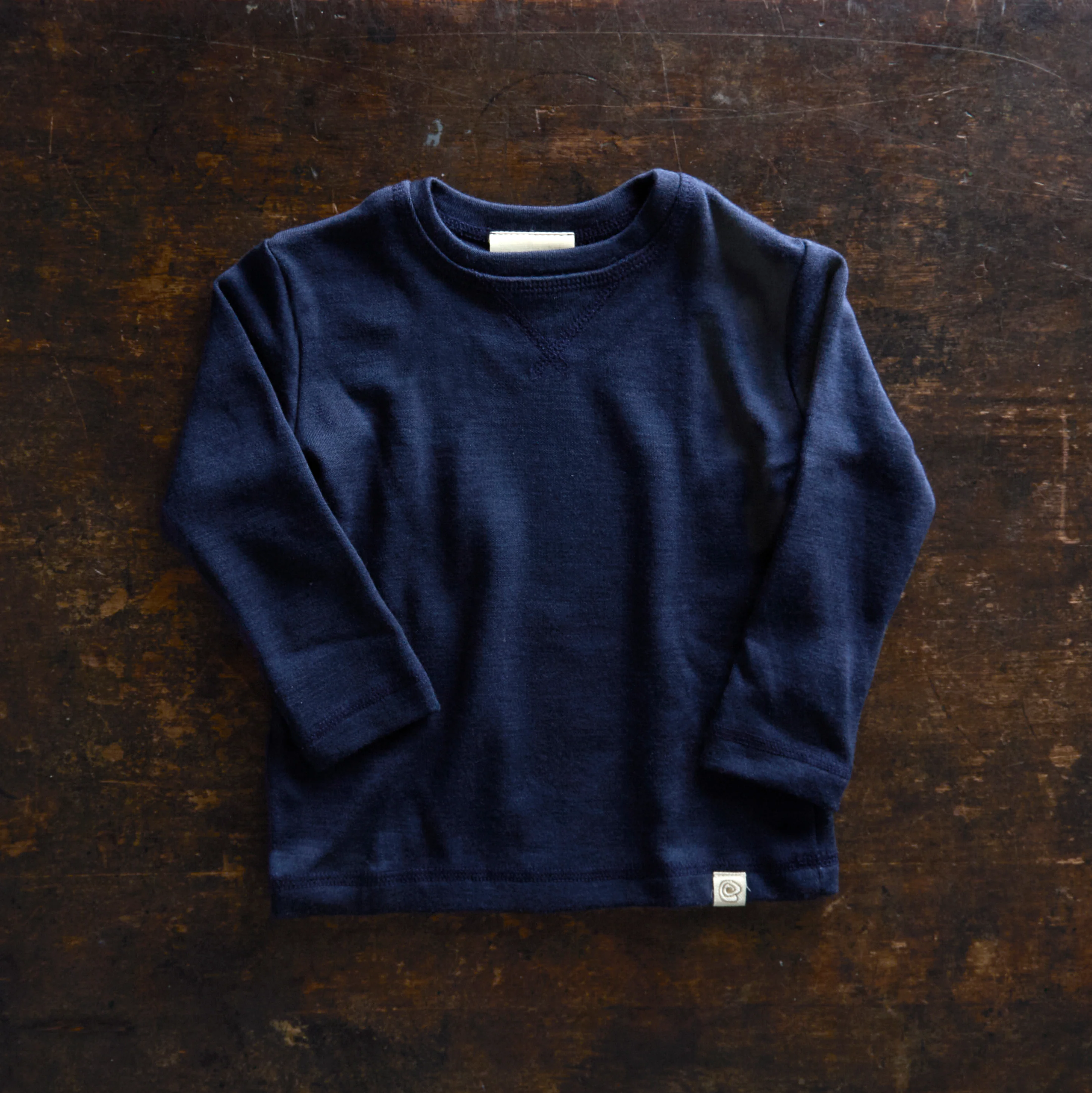 Baby & Kids Merino Wool & Silk Interlock Top - Marine