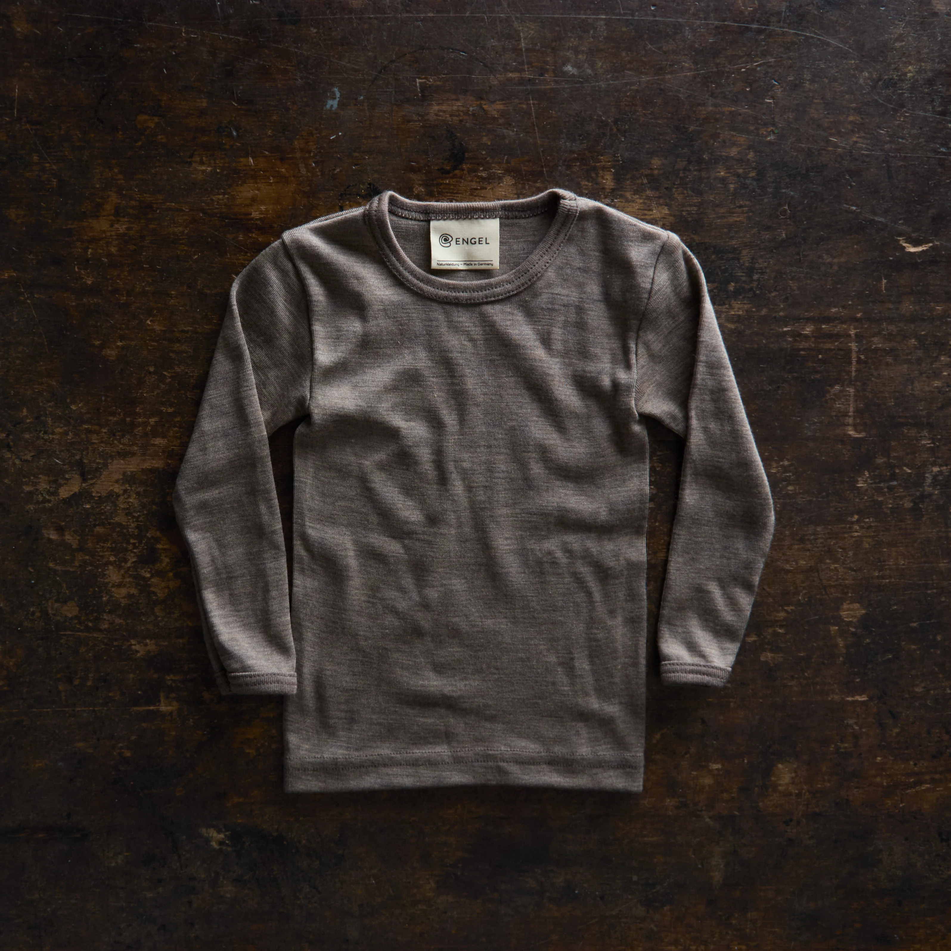 Baby & Kids Merino Wool & Silk LS Top - Walnut