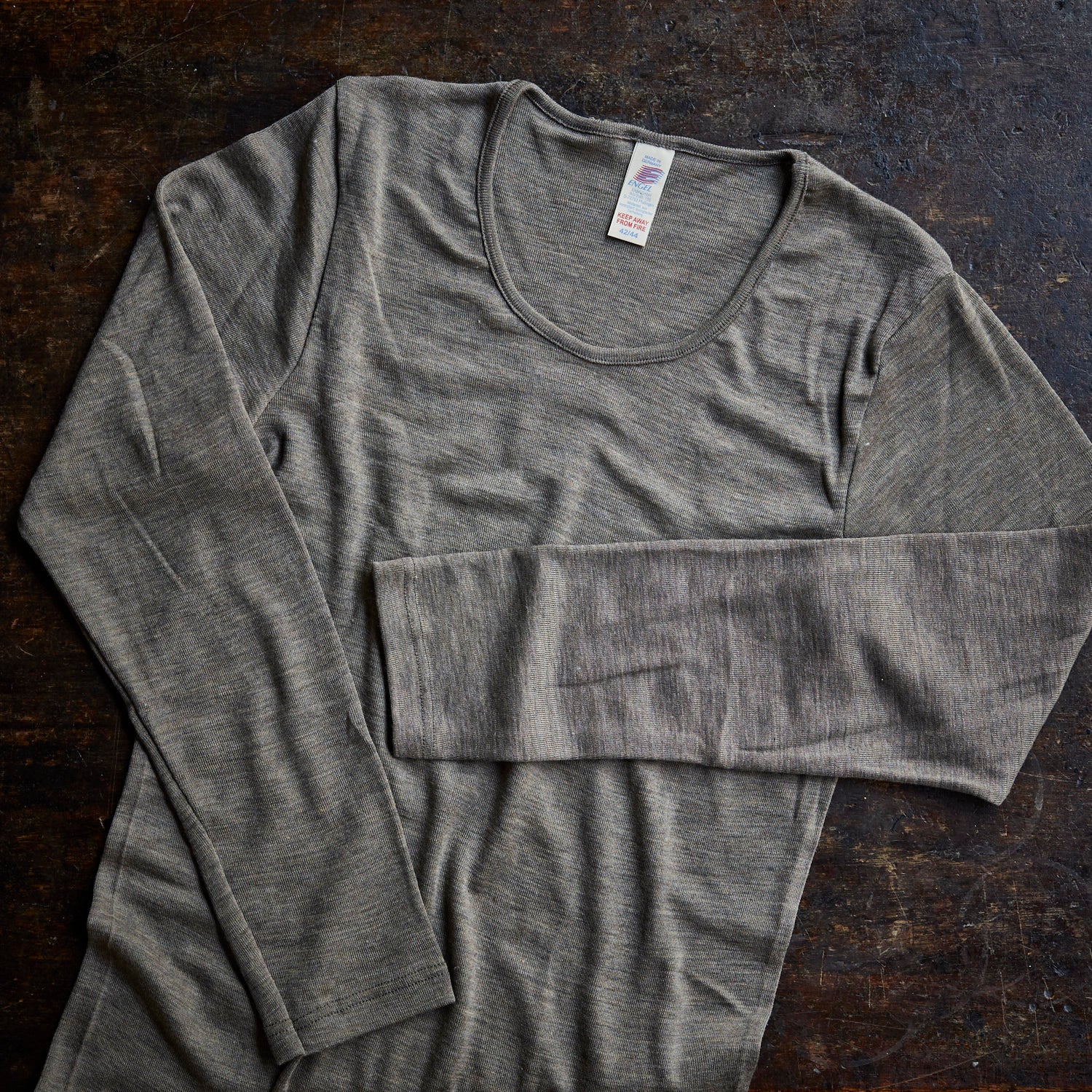 Women's Merino Wool & Silk LS Top - Walnut - Image 3