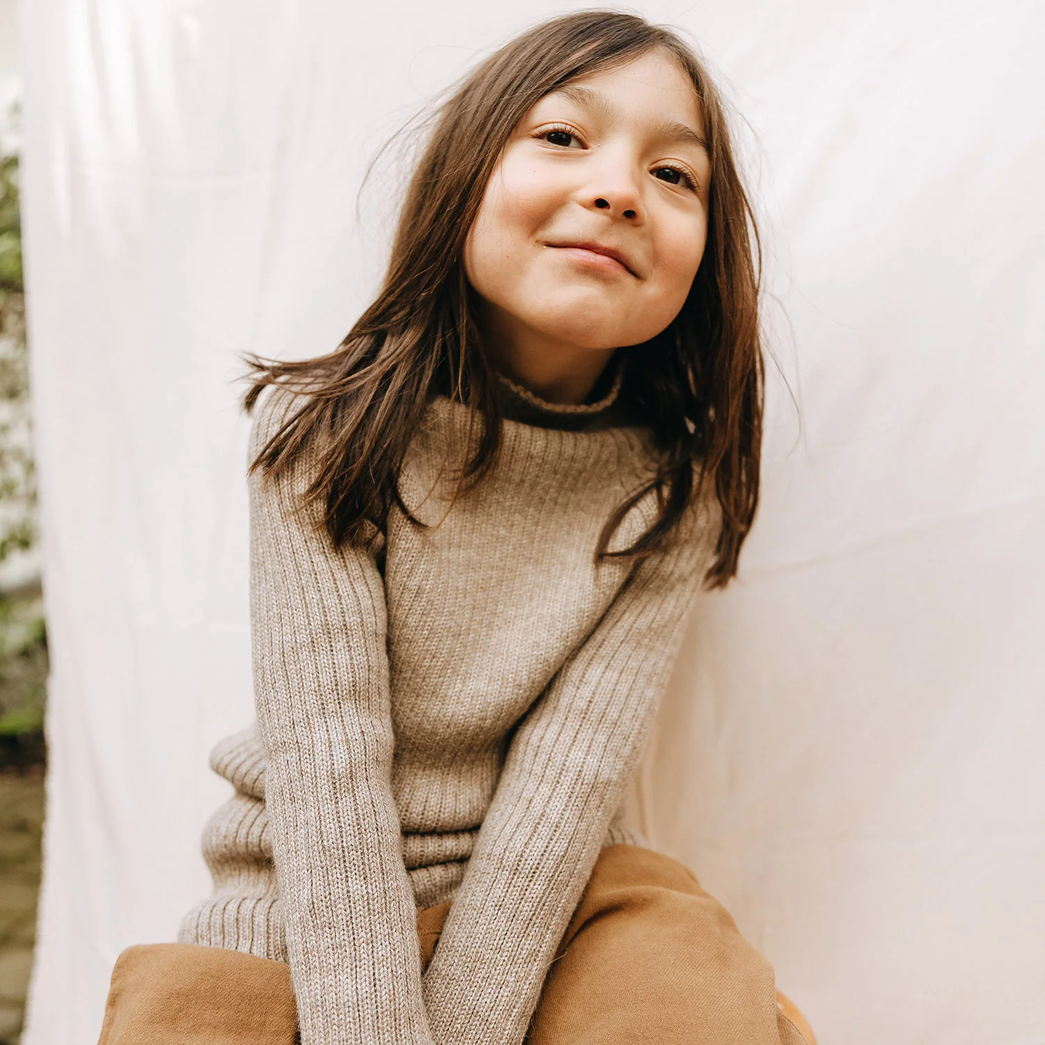 Baby & Kids Alpaca Rib Sweater - Pebble - Image 2
