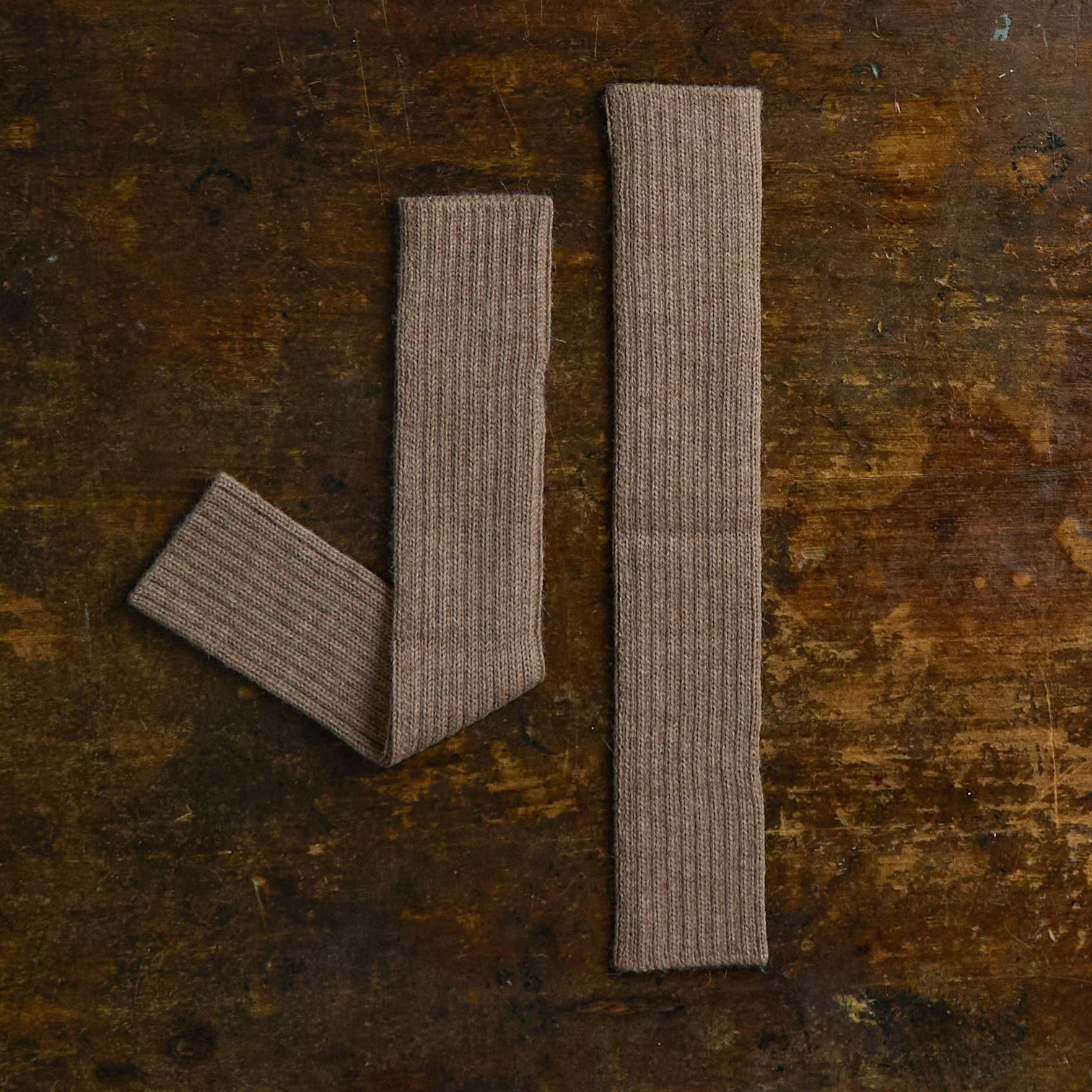 Women's Alpaca Rib Arm Warmers - Pebble