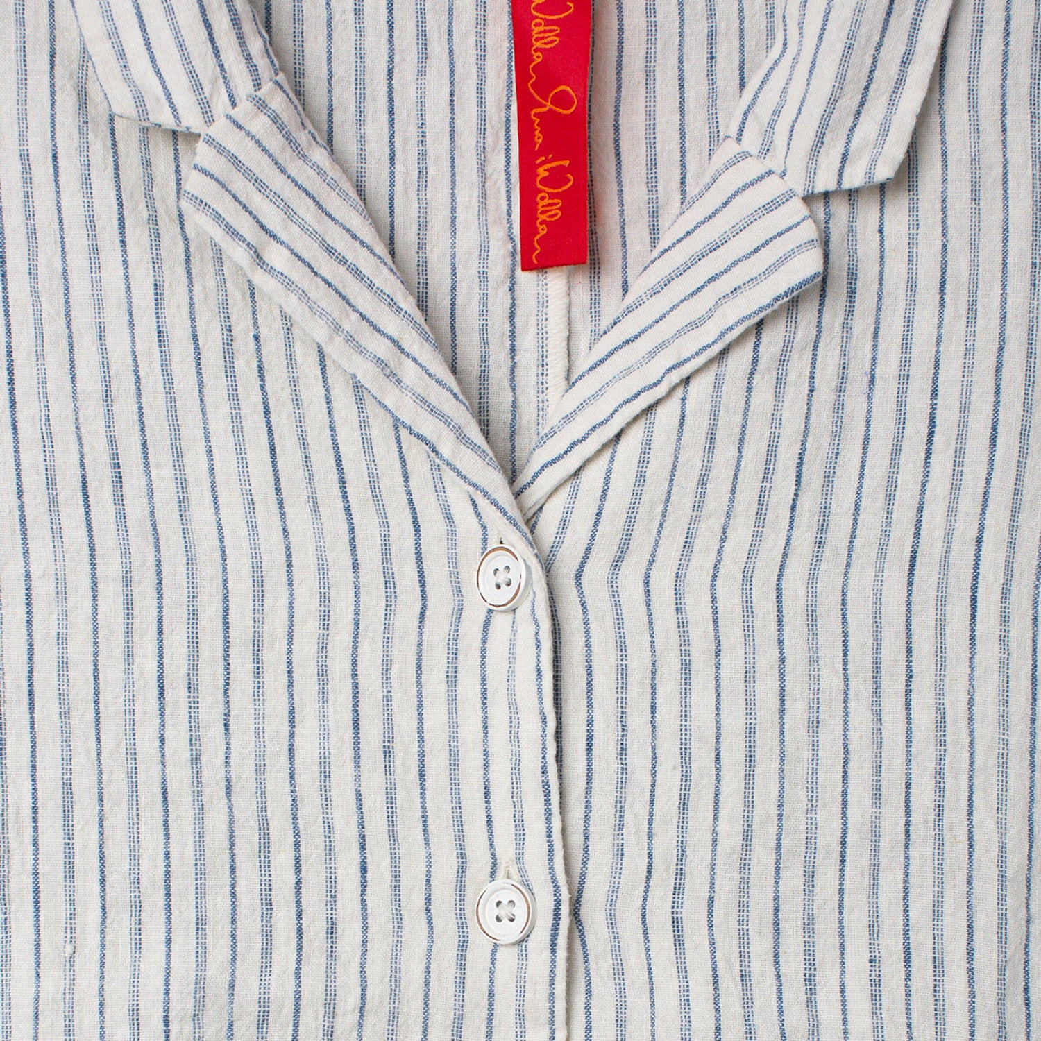 Women's Cotton/Linen Helin Coat Dress - Fog Stripe - Image 3