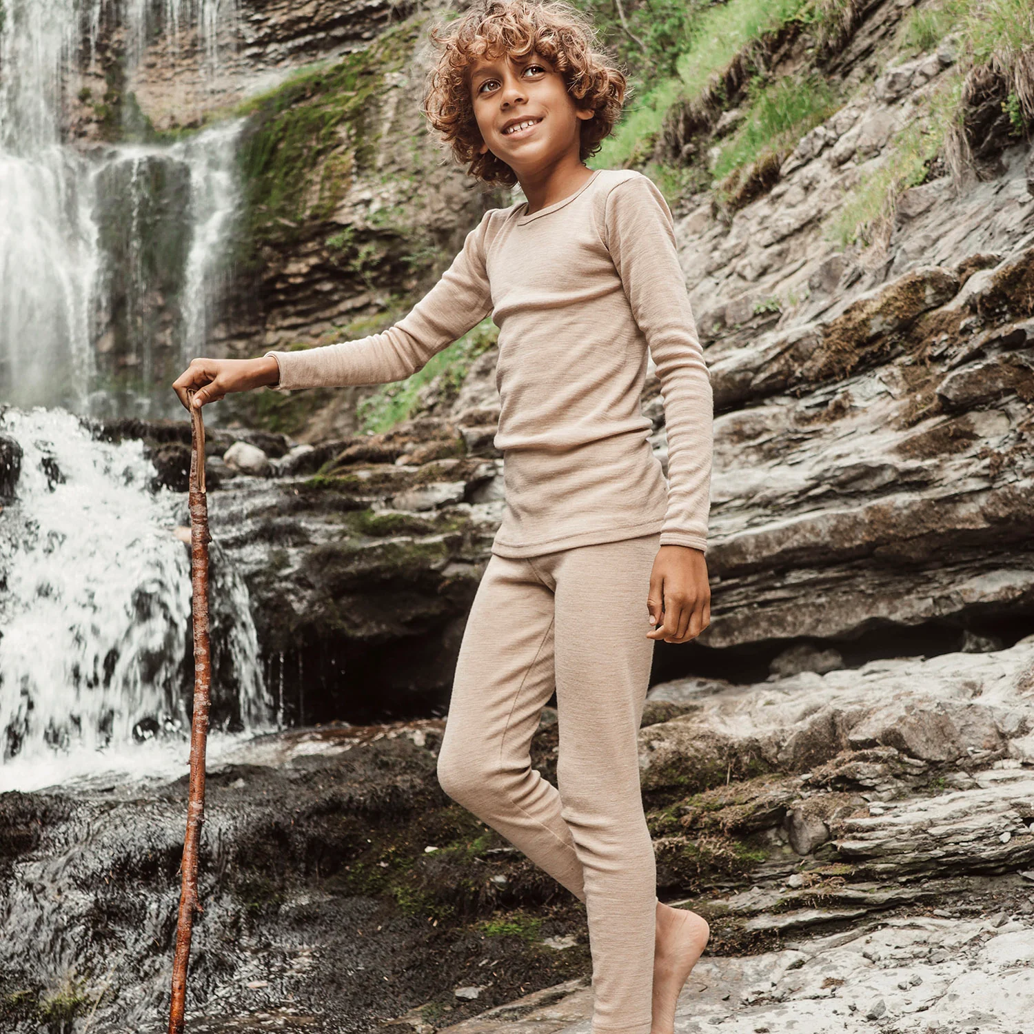 Finch Kids Leggings - Merino Wool & Silk - Sandstorm - Image 7