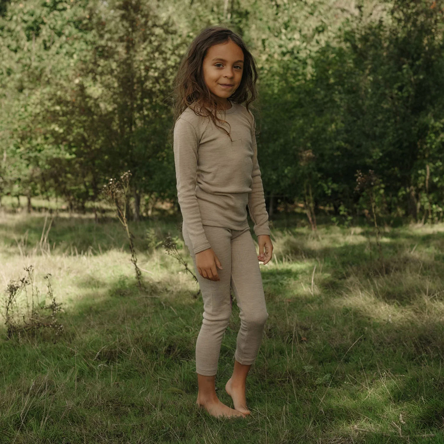 Finch Kids Leggings - Merino Wool & Silk - Sandstorm - Image 9