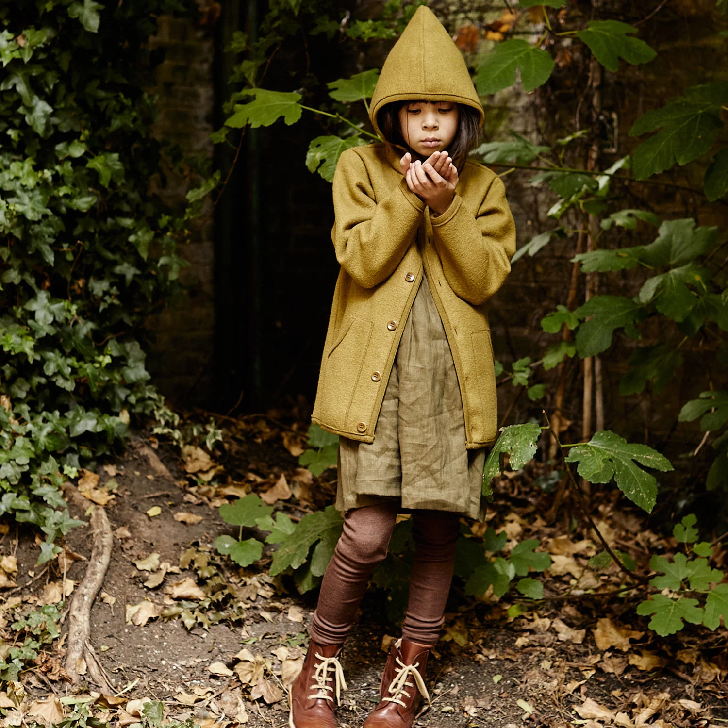 Finch Kids Leggings - Merino Wool & Silk - Squirrel - Image 8