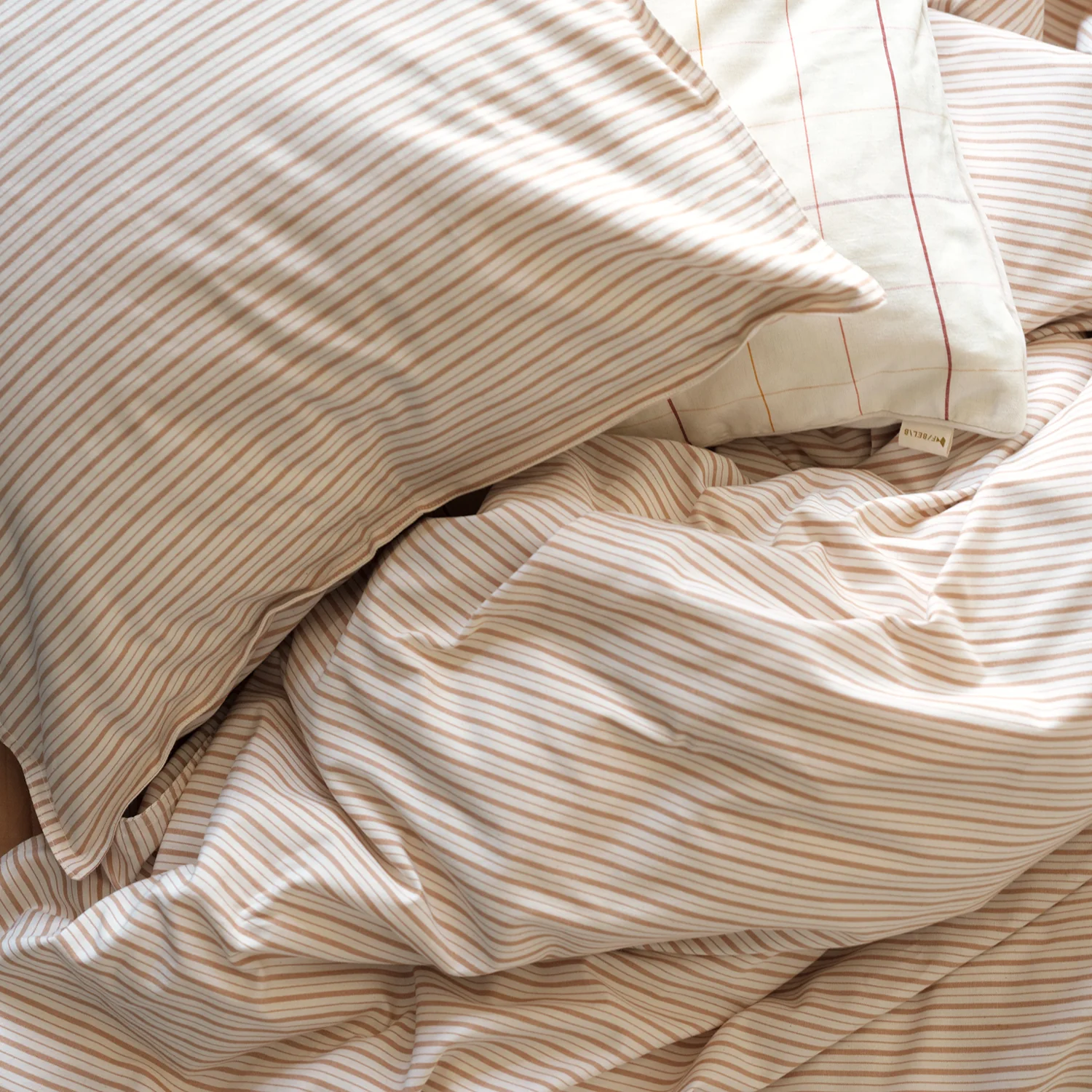 Danish Size Cotton Duvet & Pillow Cover - Caramel Stripes - Single - 140x200/60x63cm