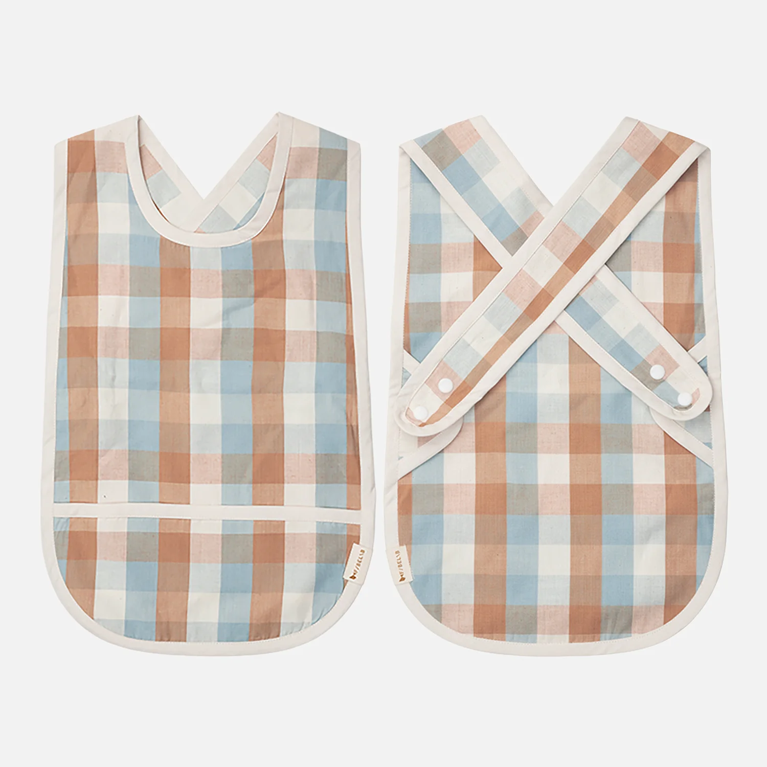 Cotton Cross Back Bib - Cottage Blue Checks