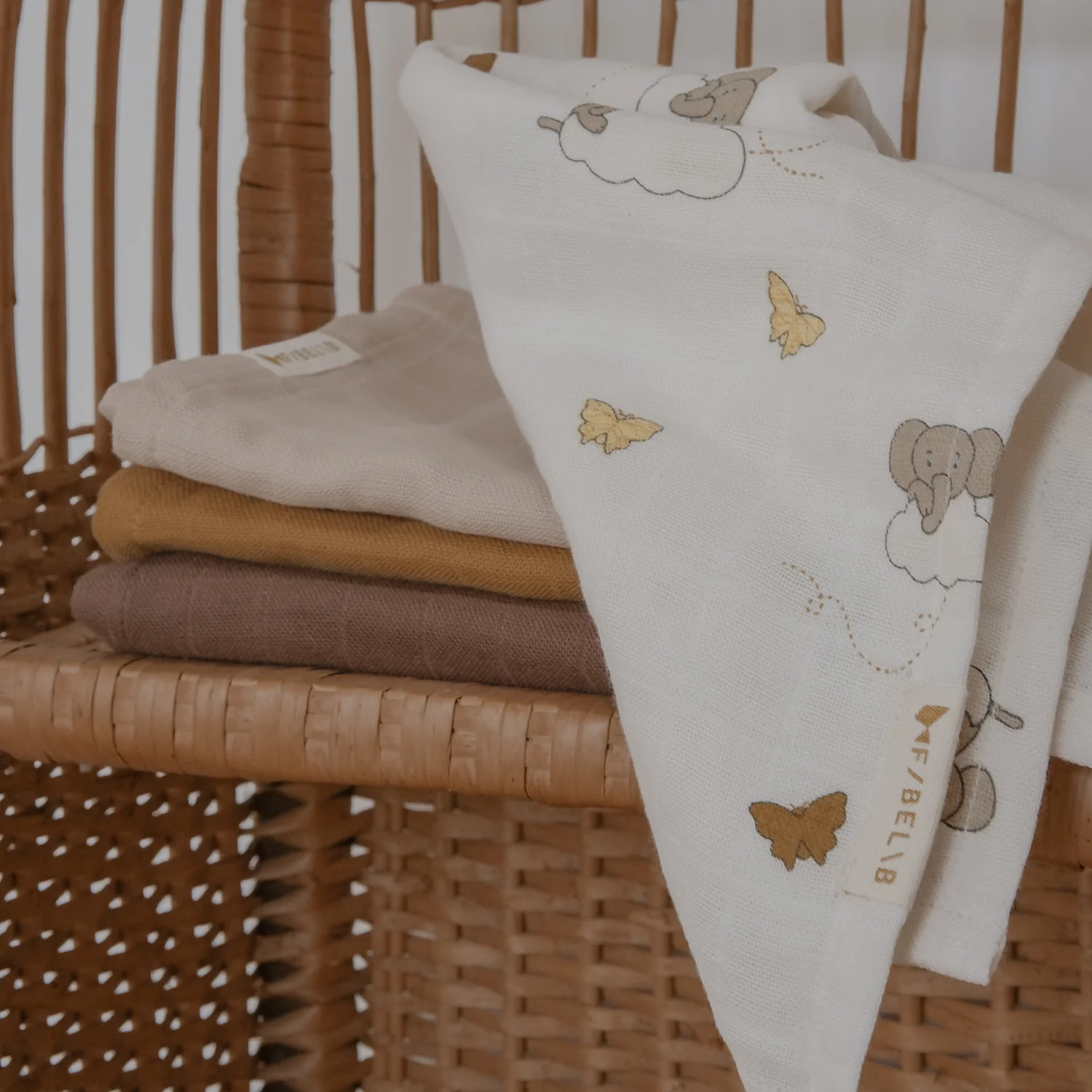 Cotton Elephant On The Air Muslin - Oxford Tan - Set of 4 - Image 2