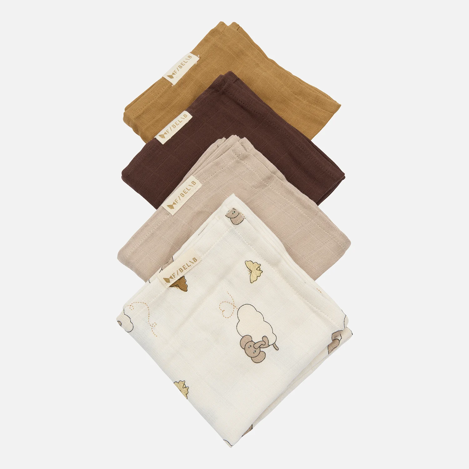 Cotton Elephant On The Air Muslin - Oxford Tan - Set of 4 - Image 4