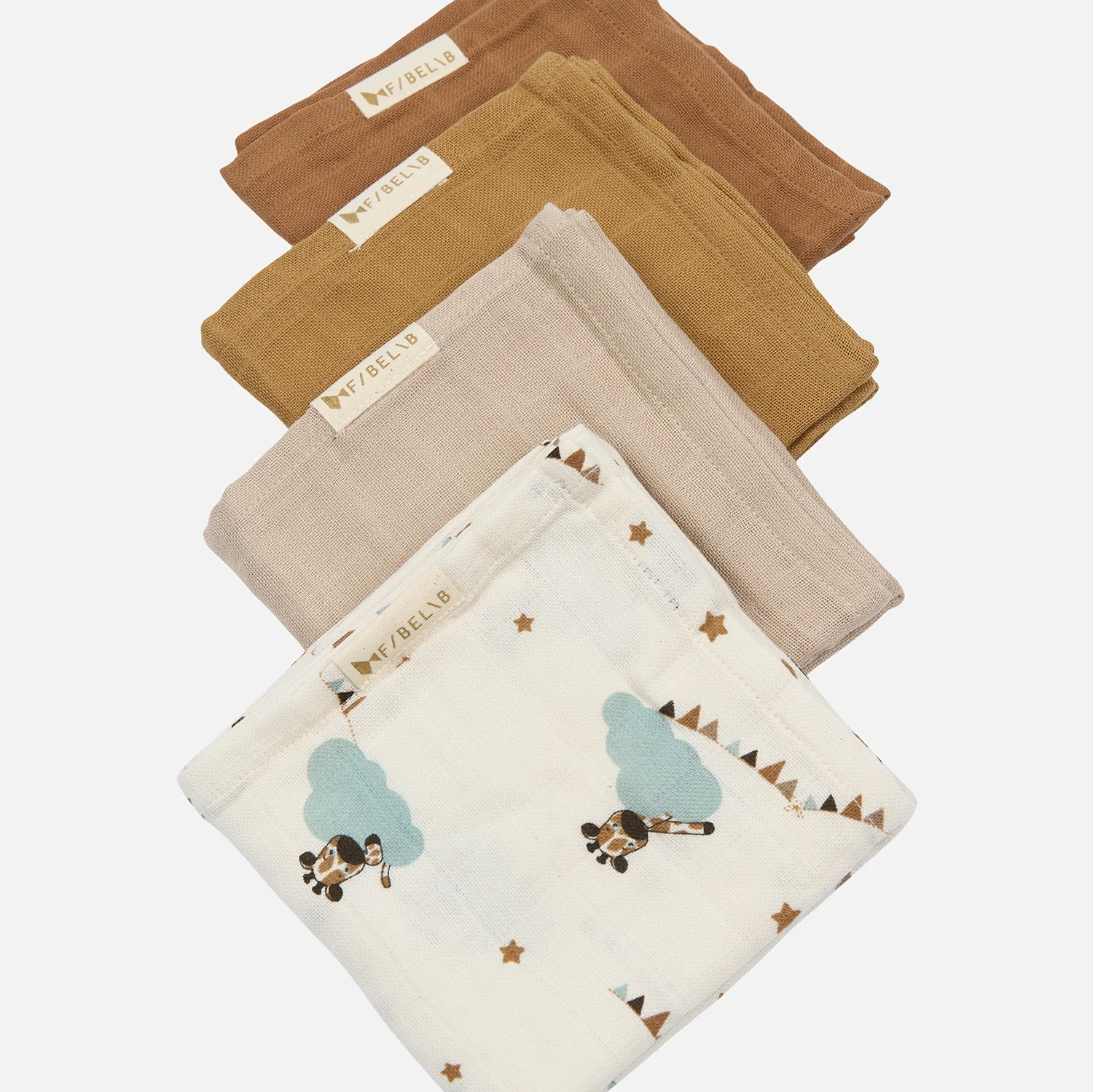 Cotton Giraffe On The Air Muslin - Wood Thrush - Set of 4 - Image 2