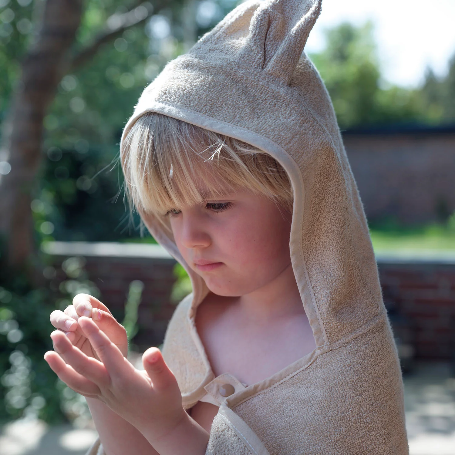 Cotton Hooded Bunny Towel - Wheat - Image 2