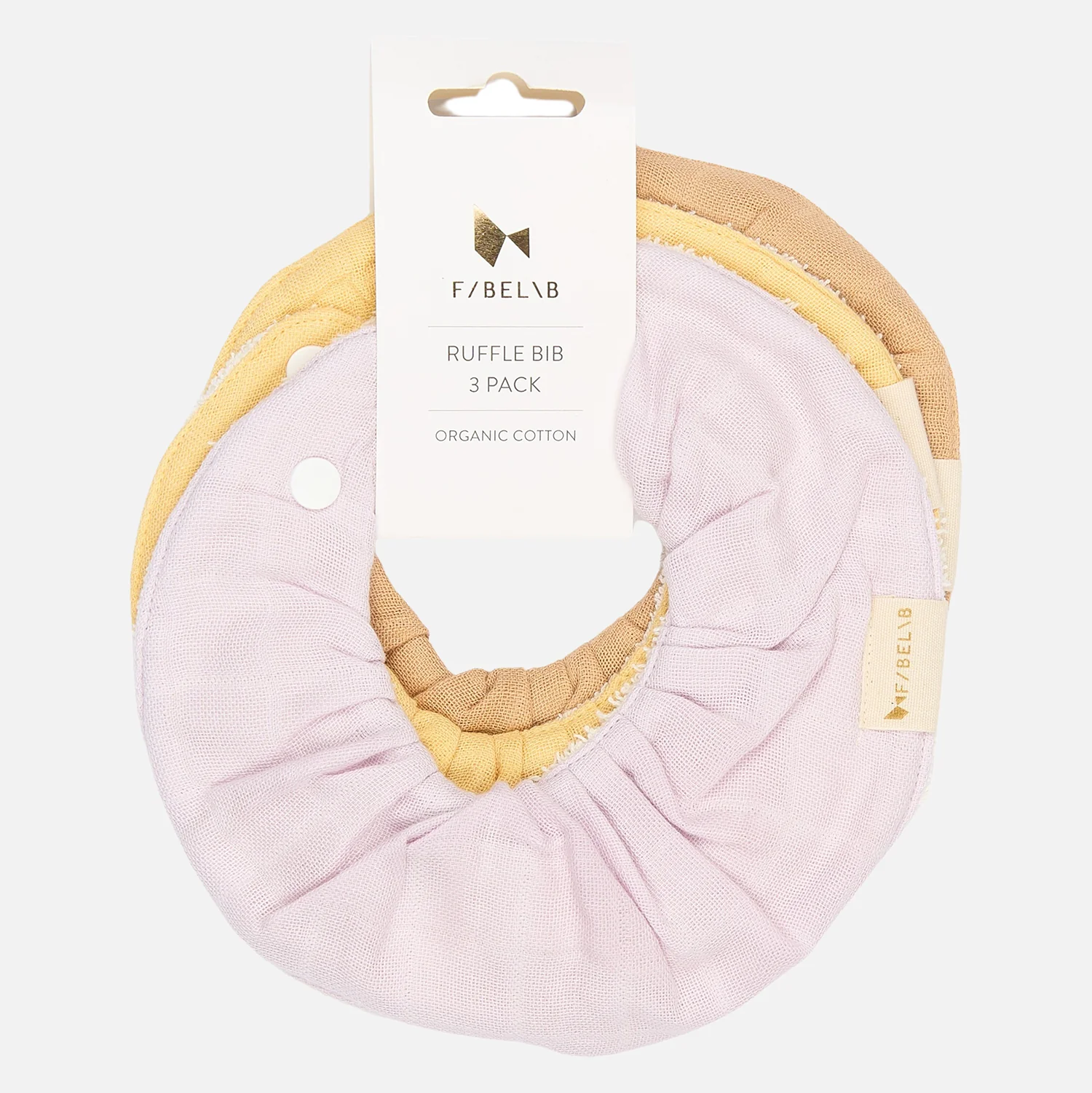 Cotton Muslin/Terry Ruffle Bib - Lilac - Set of 3 - Image 2