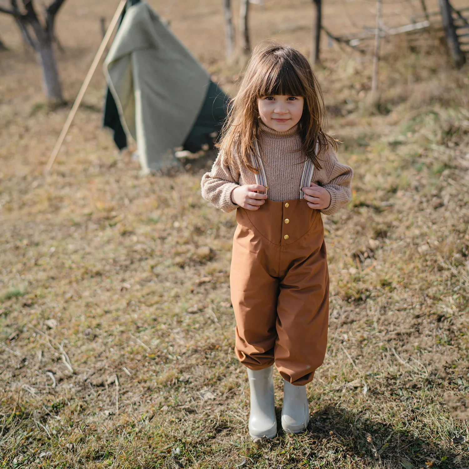 Kids Waterproof Rainpants - Rust - Image 3