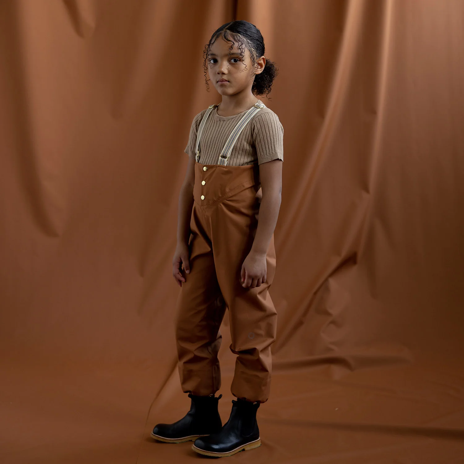 Kids Waterproof Rainpants - Rust - Image 4