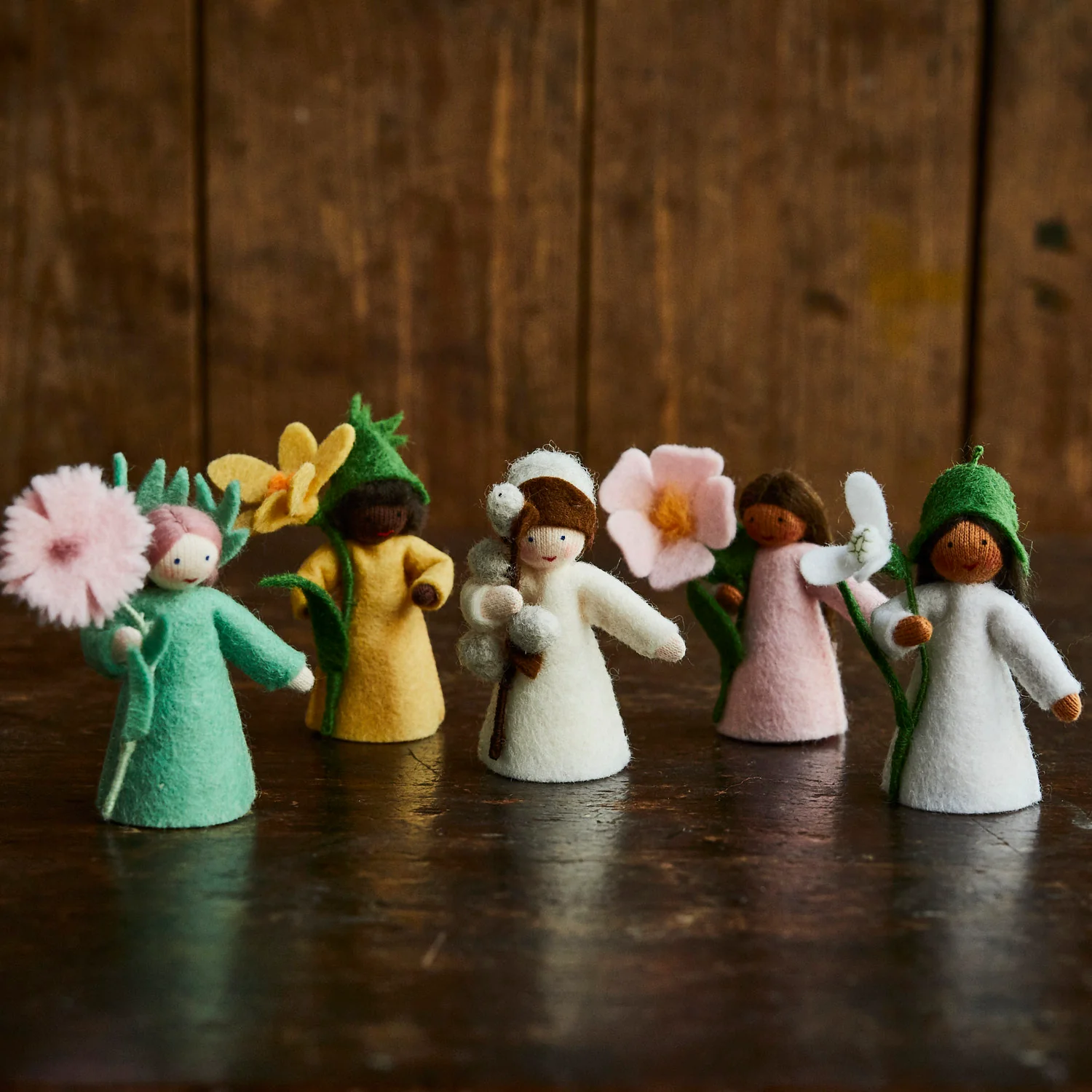Handmade Wool Fairy Holding Flower - Crocus - Black - Image 4