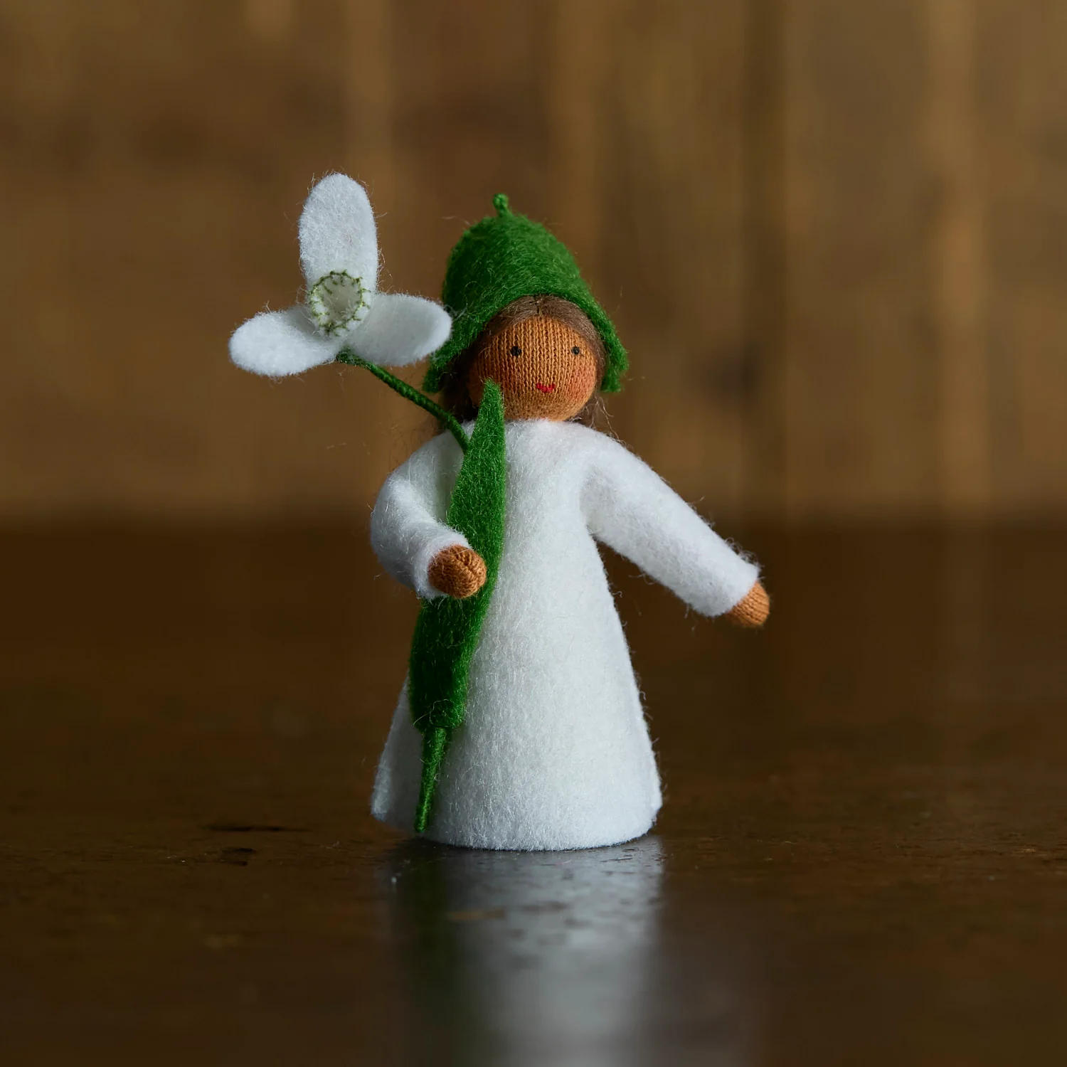 Handmade Wool Fairy - Snowdrop - Brown