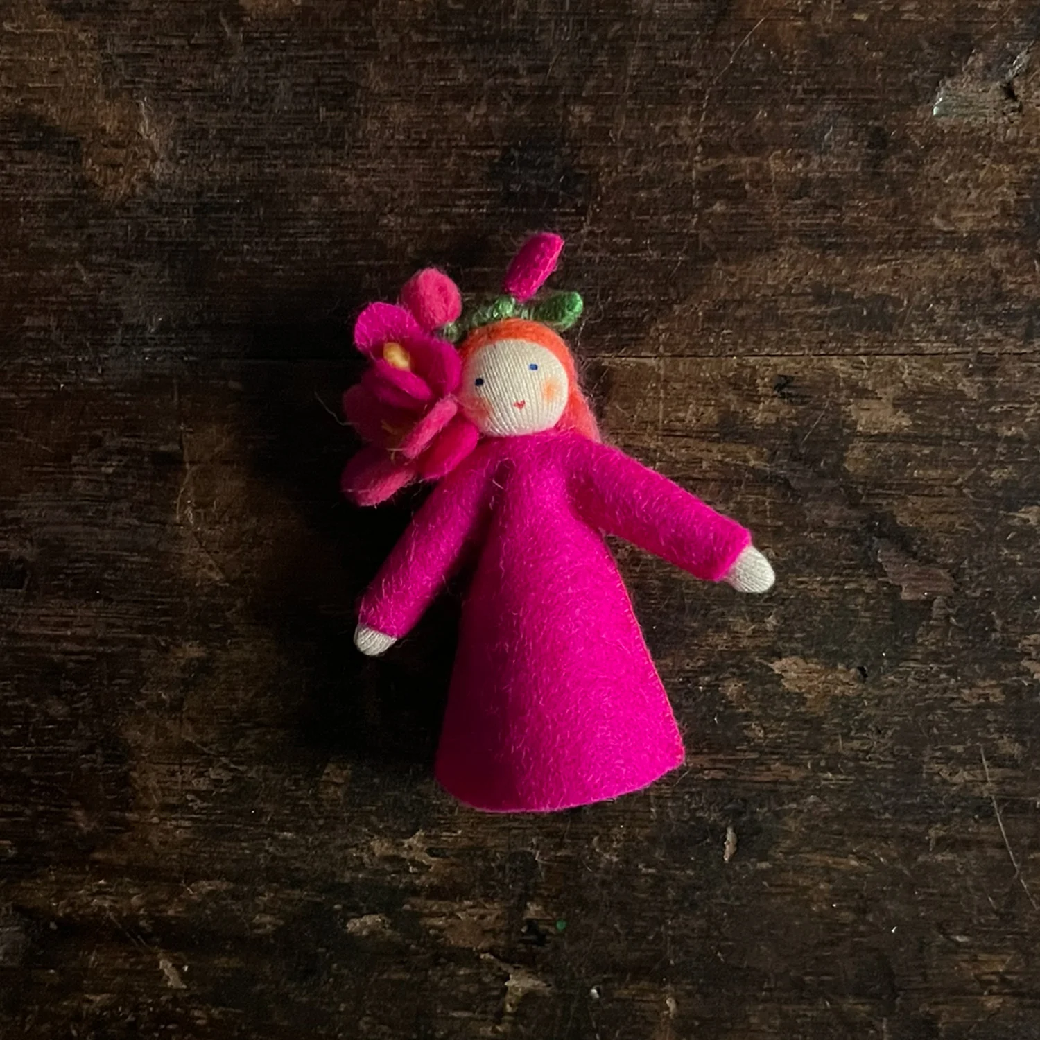 Handmade Wool Fairy - Pink Freesia - White