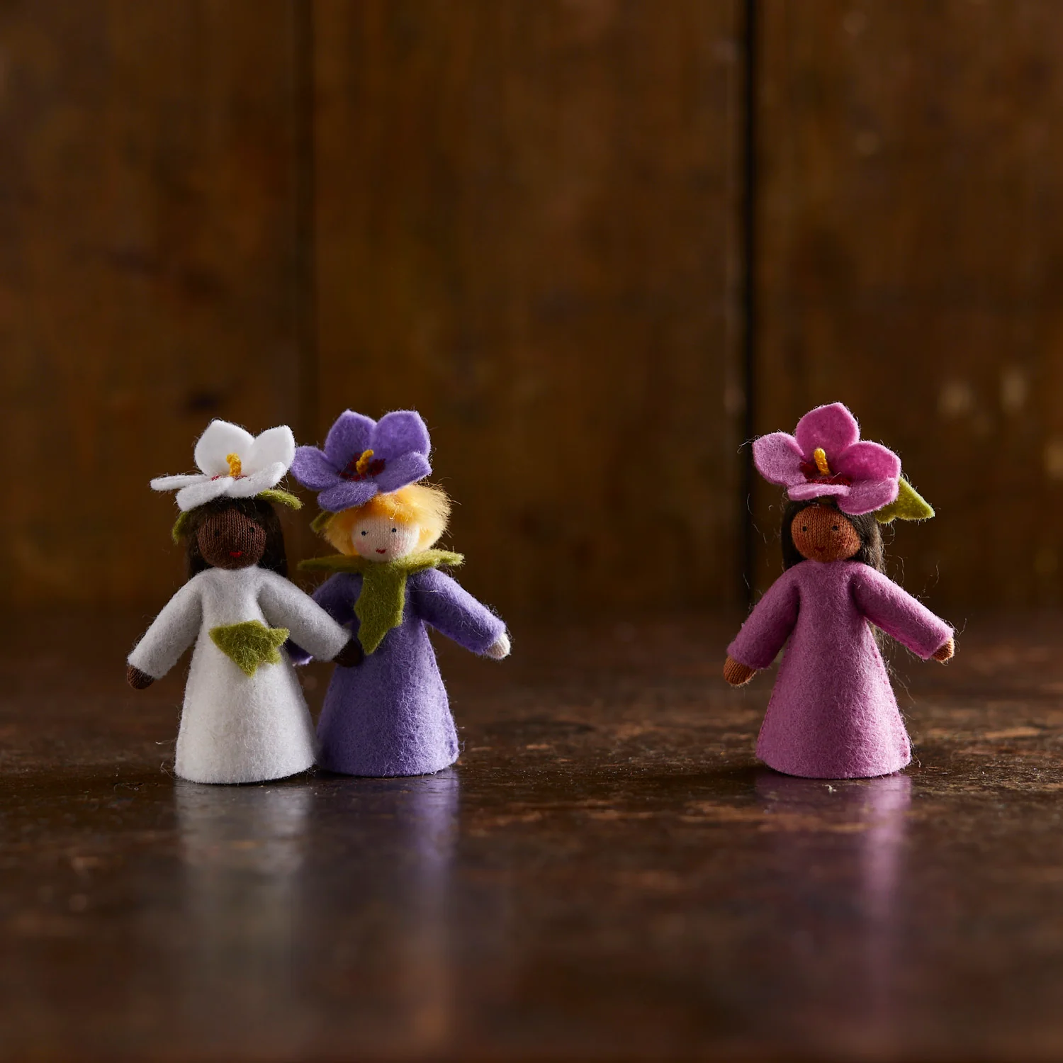 Handmade Wool Fairy With Flower Headdress - White Hibiscus - Black - Image 2