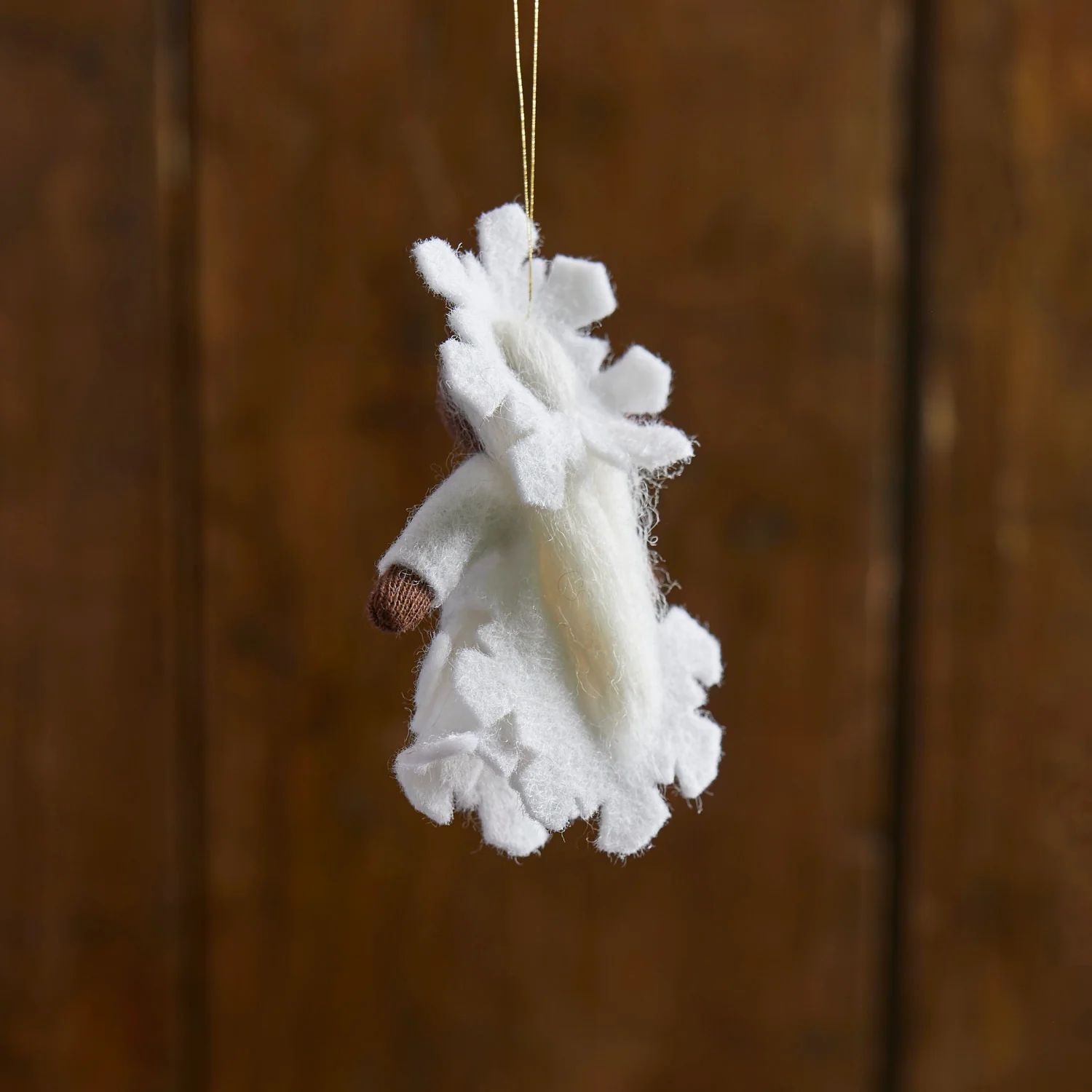 Handmade Small Wool Hanging Fairy - Snow Crystal - Black - Image 2