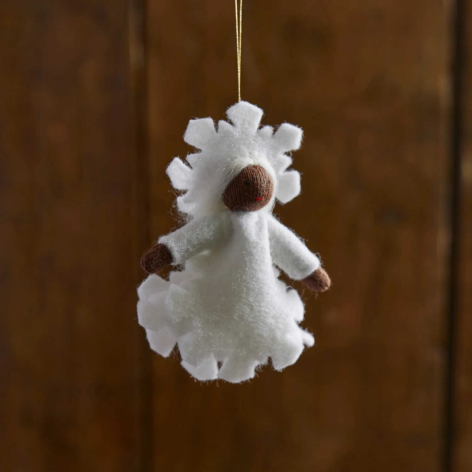 Handmade Small Wool Hanging Fairy - Snow Crystal - Black - Image 4