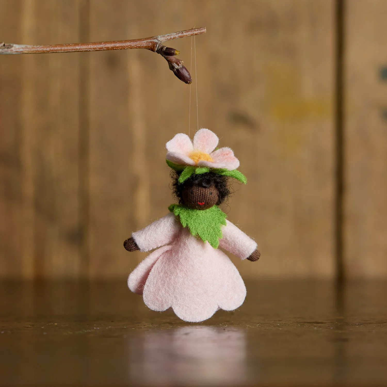 Handmade Small Wool Hanging Fairy - Sweet Briar - Black