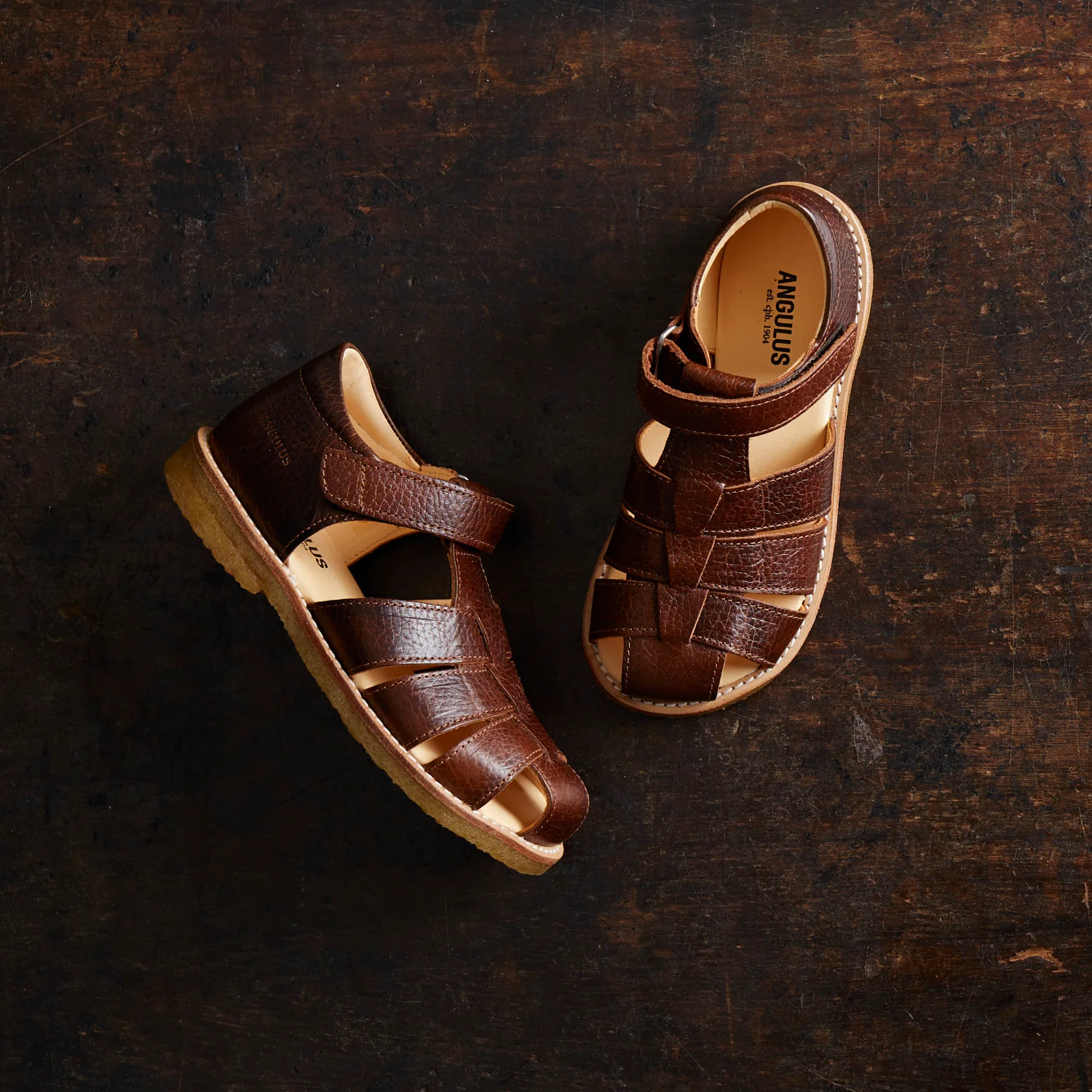 Kids Leather Fisherman Sandals - Cognac - Image 3