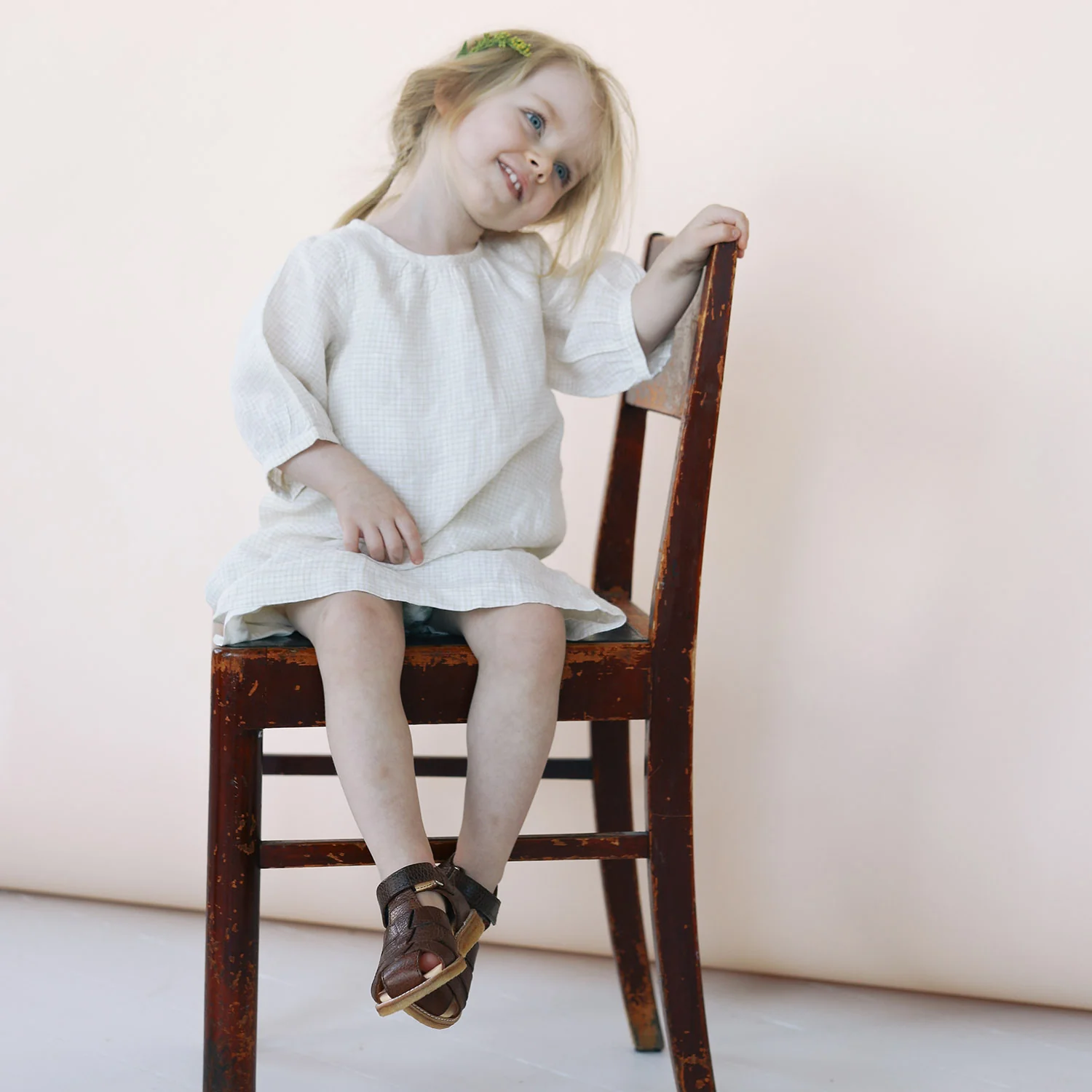 Kids Leather Fisherman Sandals - Cognac - Image 4