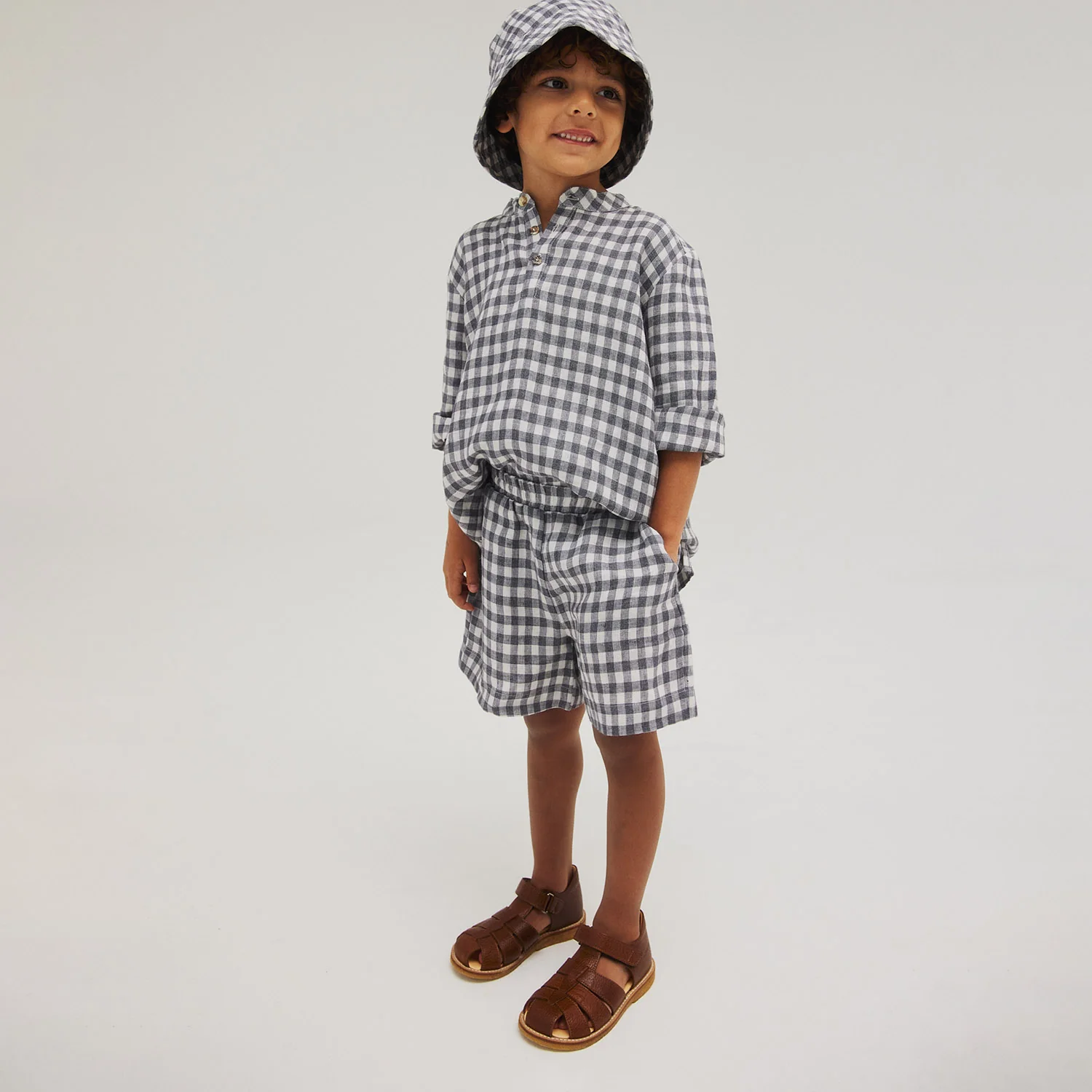 Kids Leather Fisherman Sandals - Cognac - Image 5